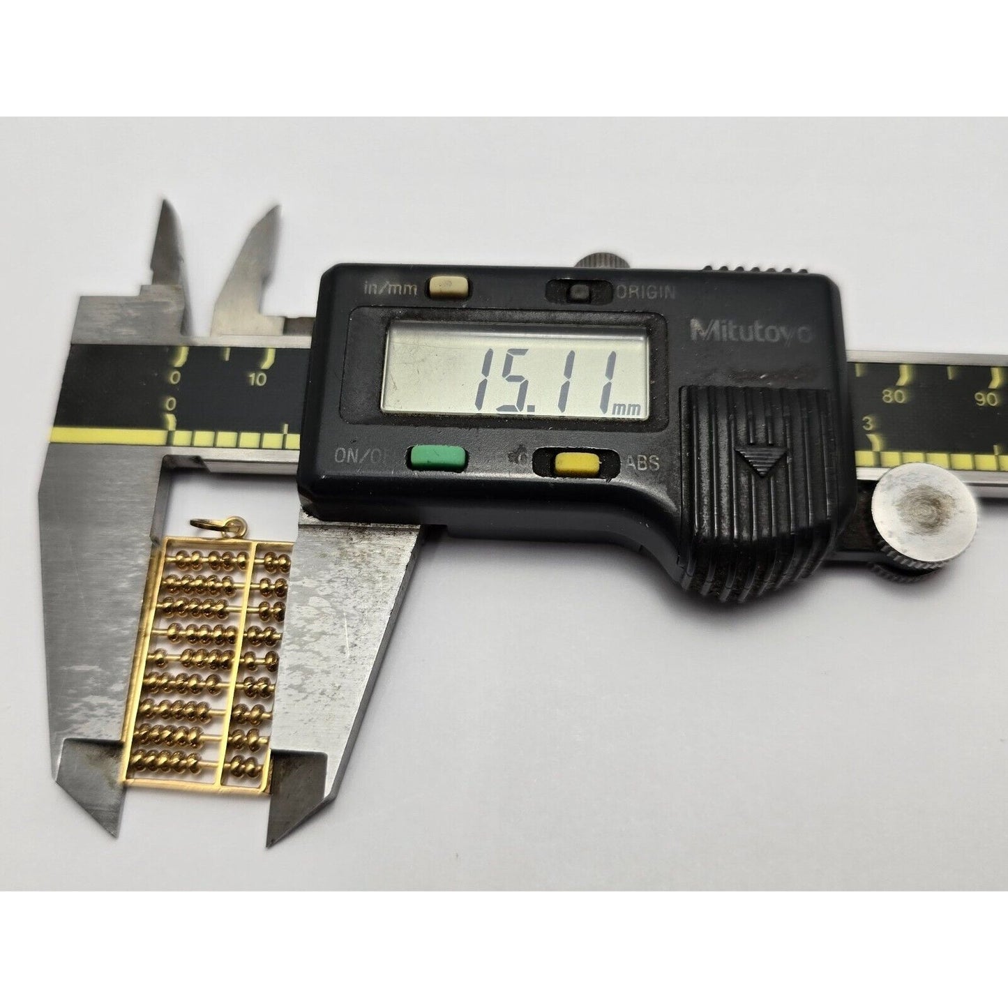 14K Yellow Gold Abacus Rectangular Charm Pendant