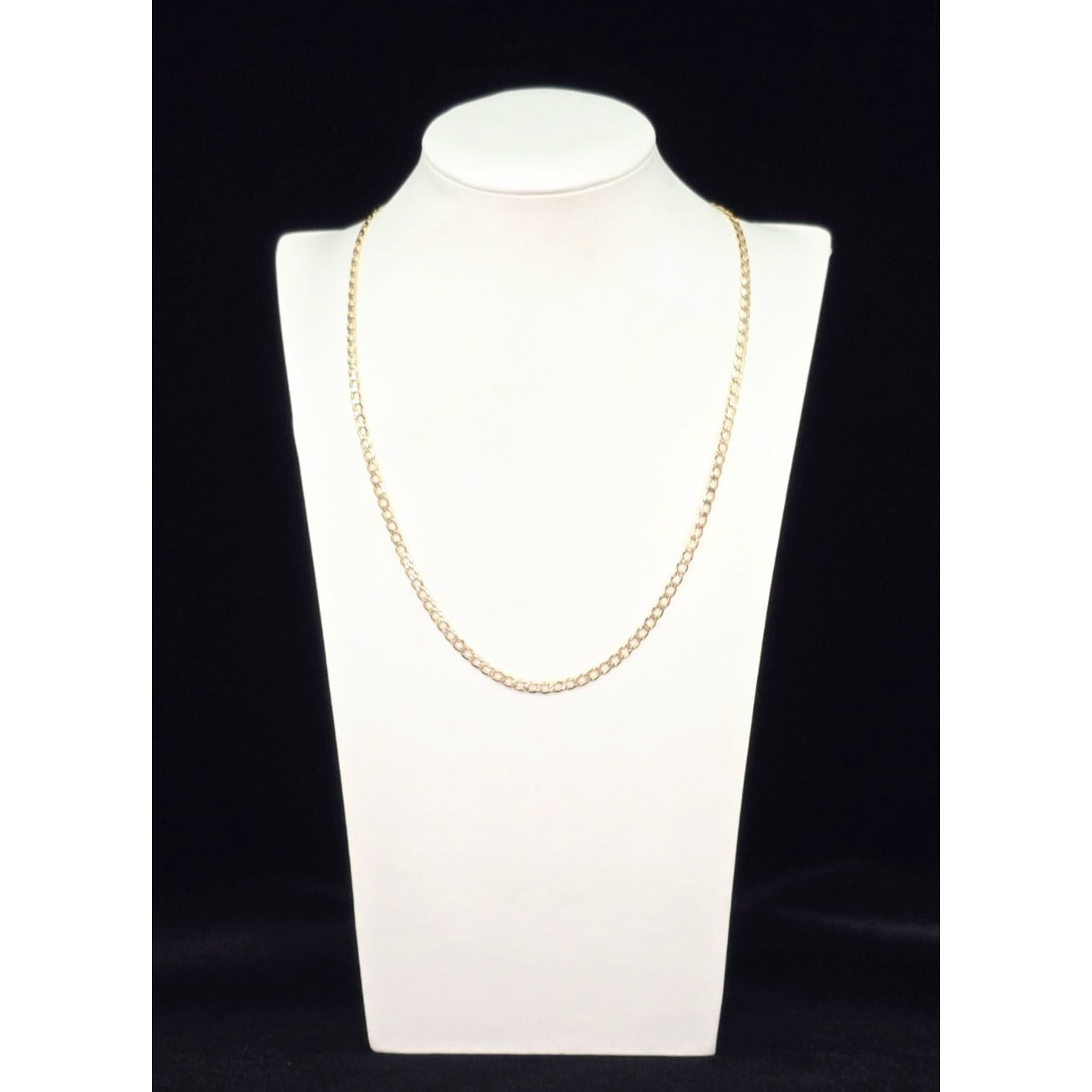 14K Two Tone Gold Diamond Cut Flat Curb Link Chain Necklace