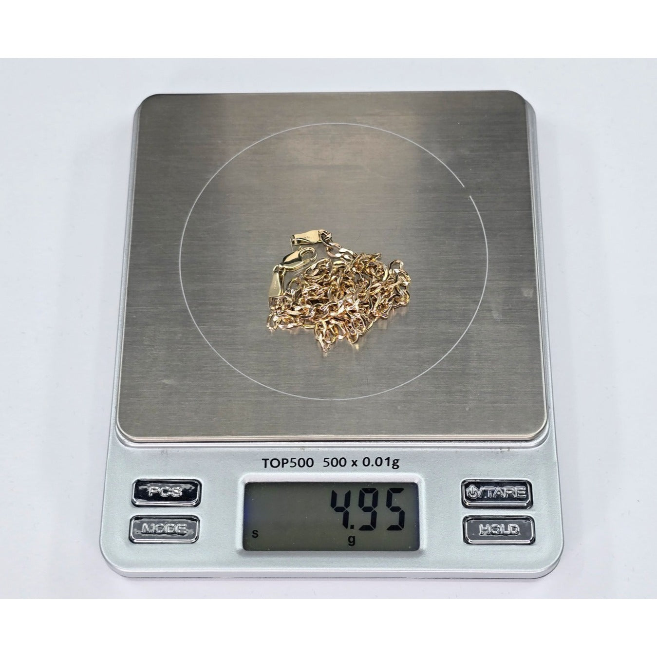 14K Two Tone Gold Diamond Cut Flat Curb Link Chain Necklace