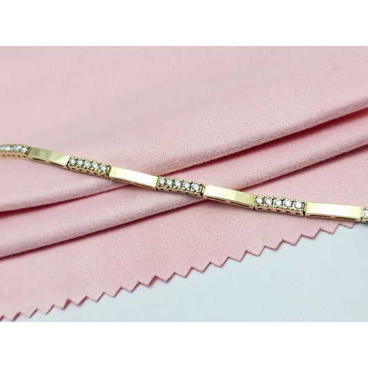 14K Yellow Gold Diamond Tennis Link Bracelet