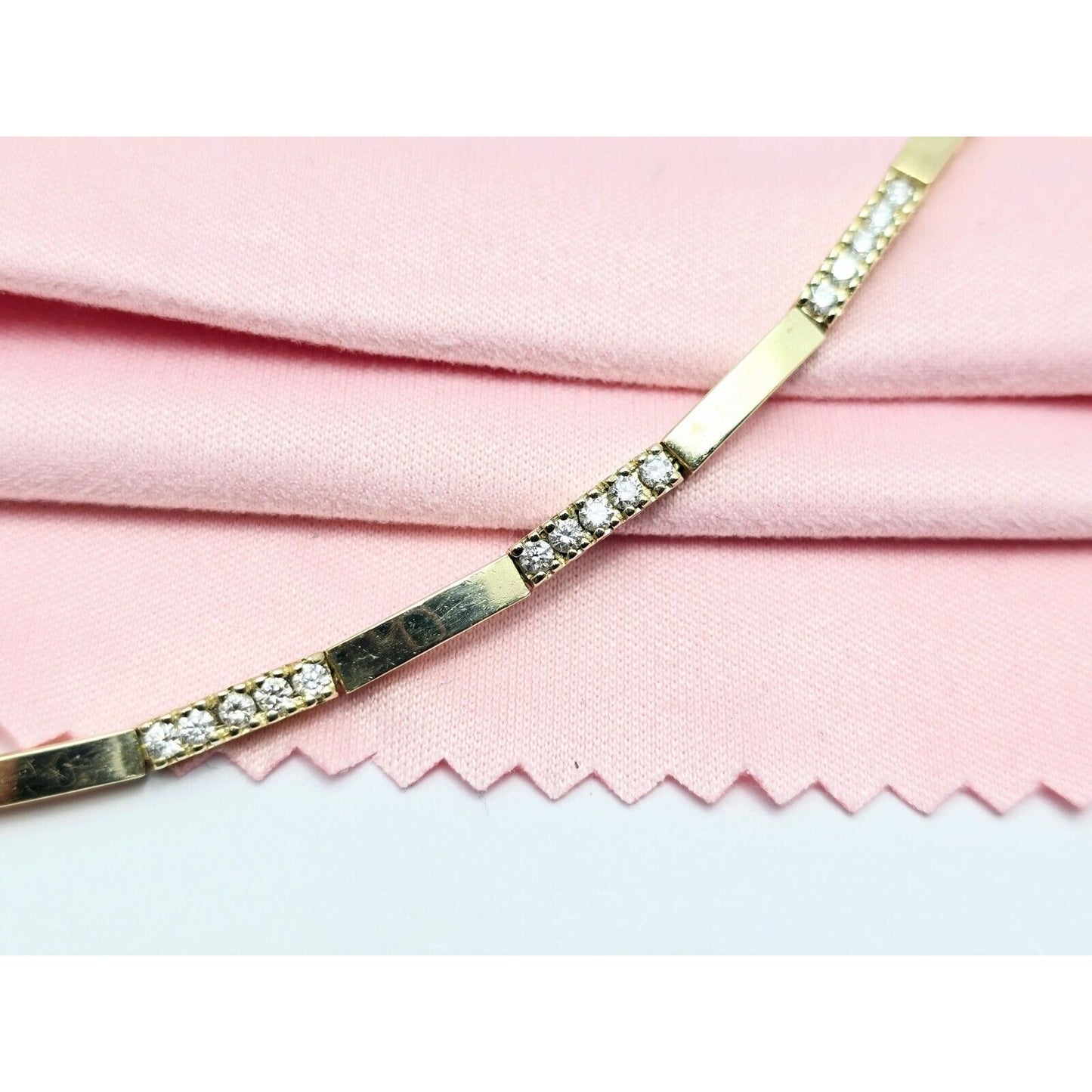 14K Yellow Gold Diamond Tennis Link Bracelet