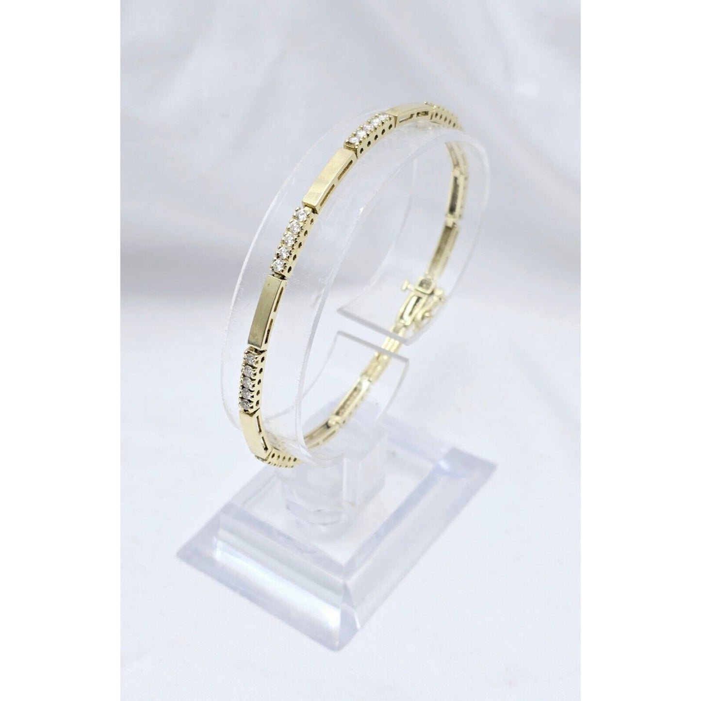 14K Yellow Gold Diamond Tennis Link Bracelet