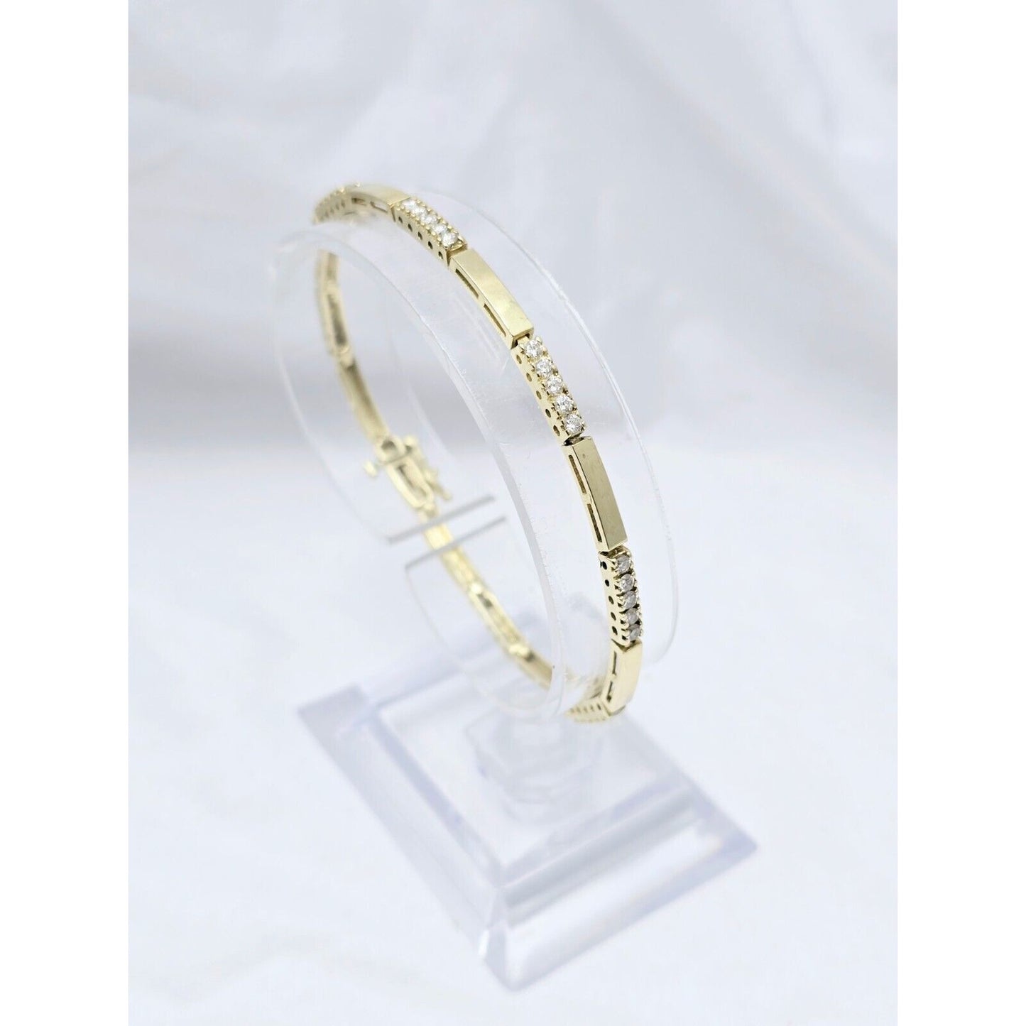 14K Yellow Gold Diamond Tennis Link Bracelet