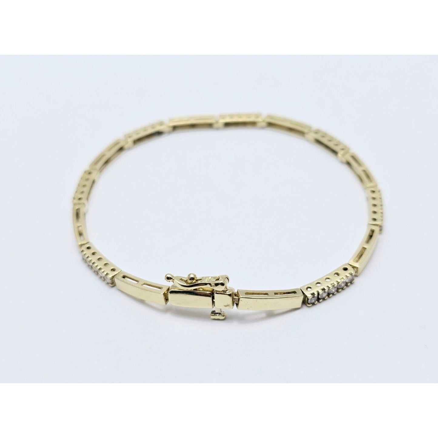 14K Yellow Gold Diamond Tennis Link Bracelet