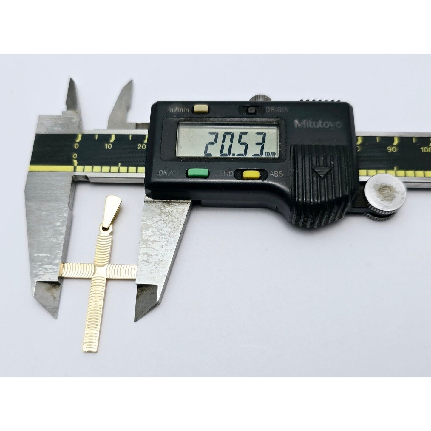 18K Yellow Gold Religious Diamond Cut Cross Charm Pendant