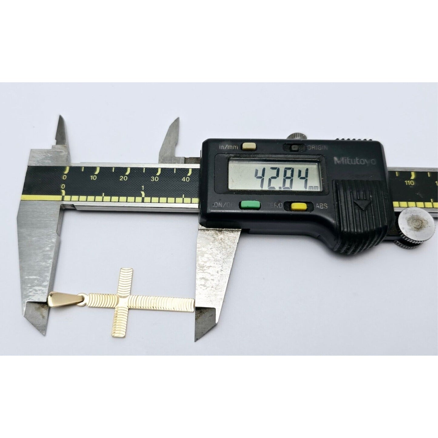 18K Yellow Gold Religious Diamond Cut Cross Charm Pendant