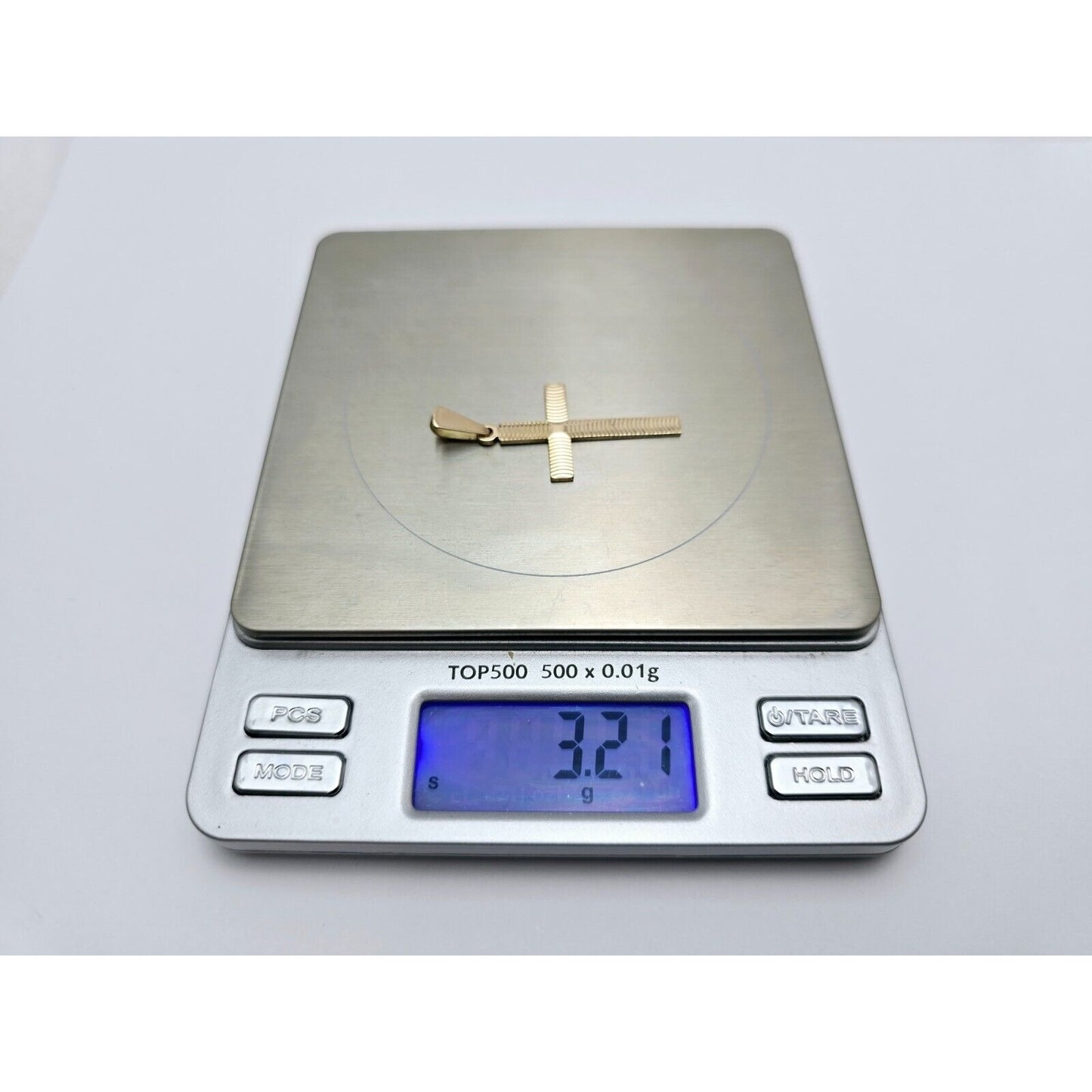 18K Yellow Gold Religious Diamond Cut Cross Charm Pendant