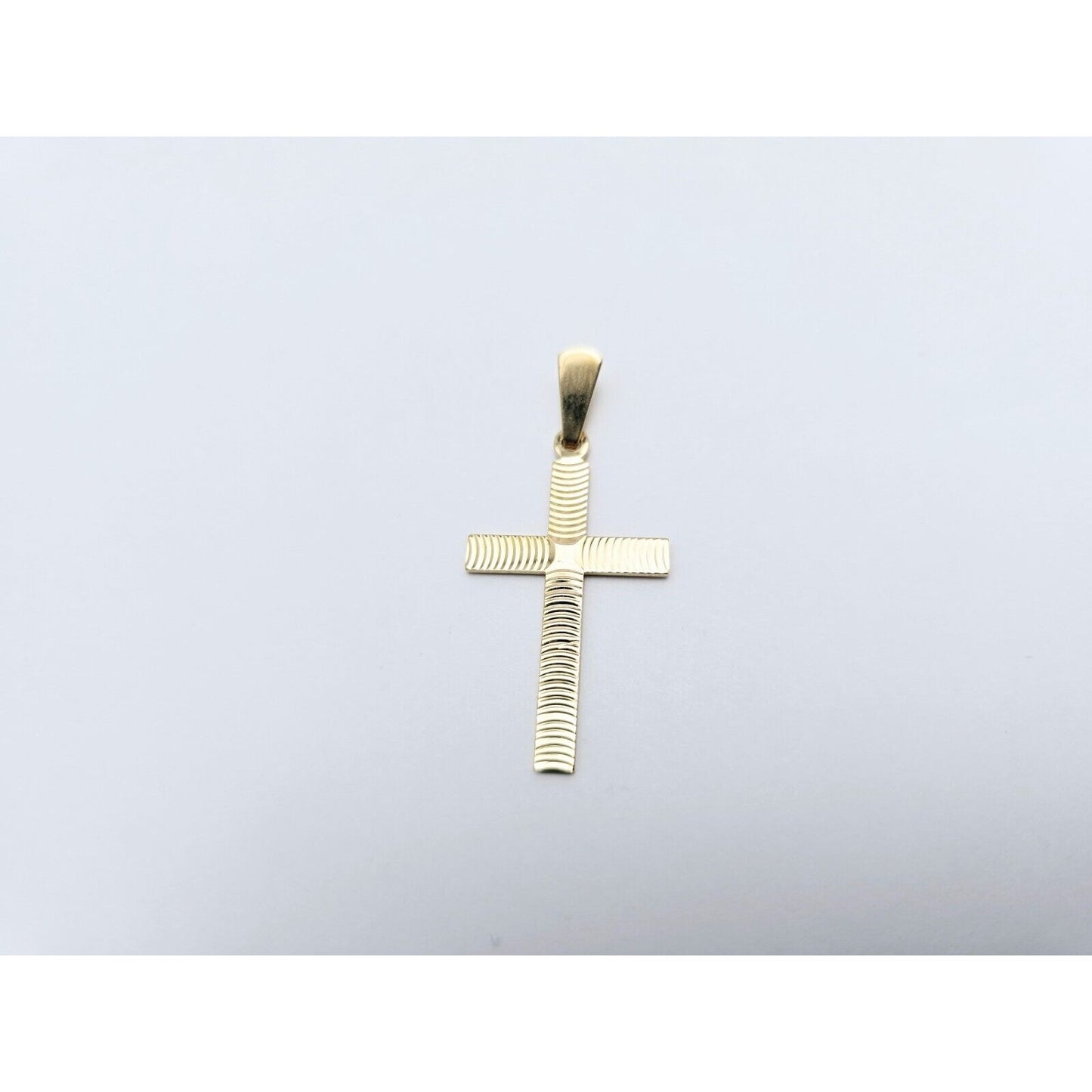 18K Yellow Gold Religious Diamond Cut Cross Charm Pendant