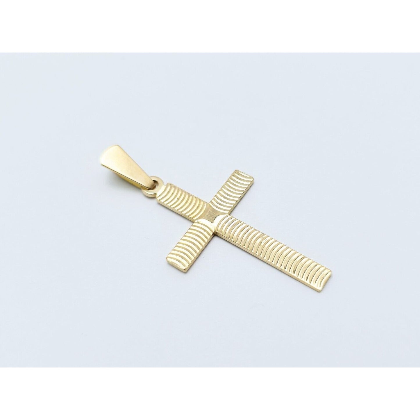 18K Yellow Gold Religious Diamond Cut Cross Charm Pendant