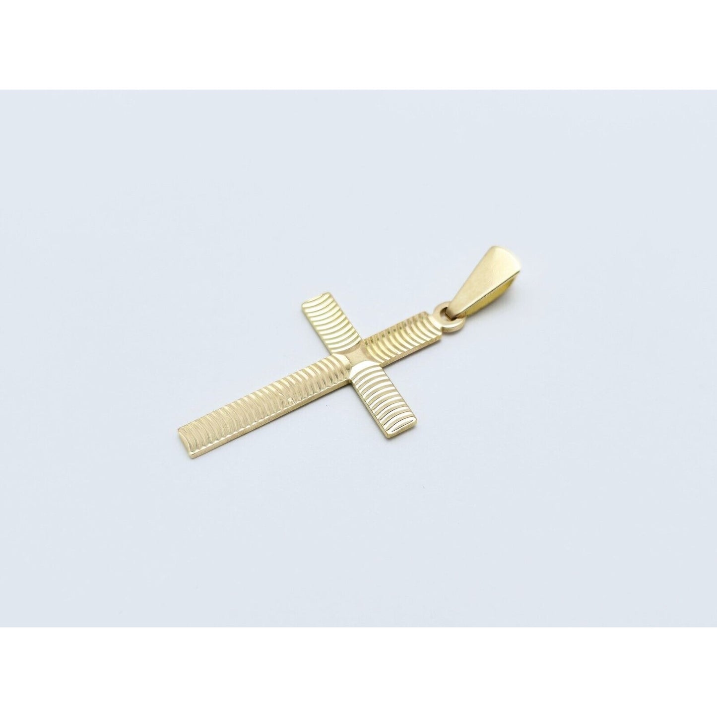 18K Yellow Gold Religious Diamond Cut Cross Charm Pendant