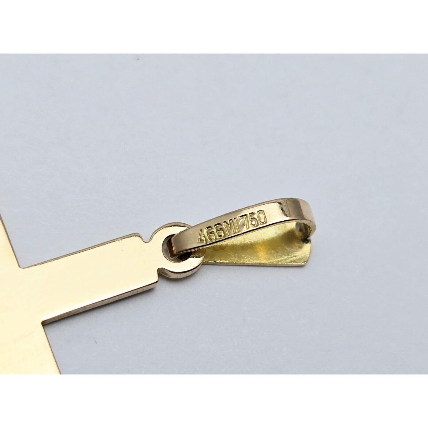 18K Yellow Gold Religious Diamond Cut Cross Charm Pendant