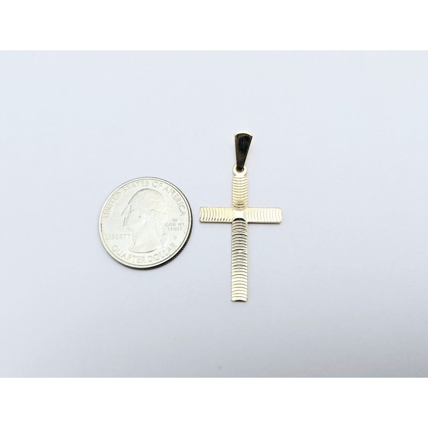 18K Yellow Gold Religious Diamond Cut Cross Charm Pendant