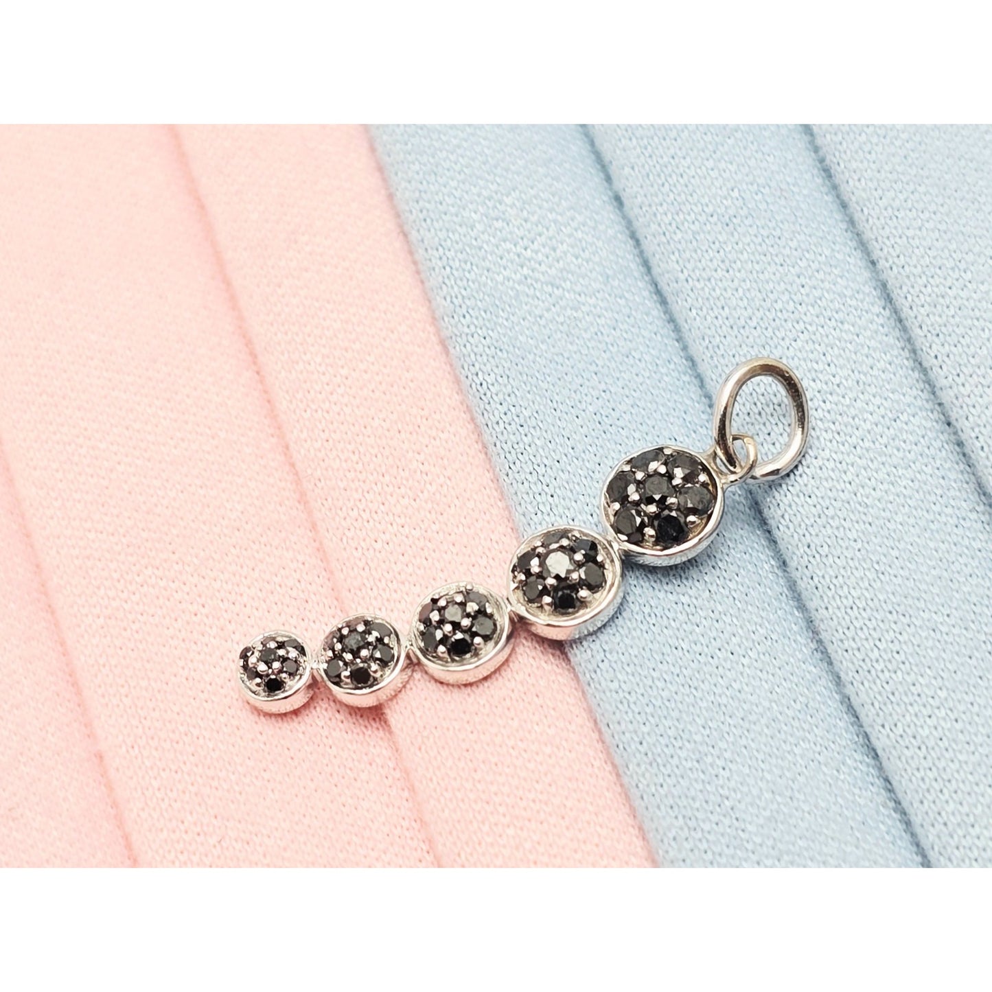 14K White Gold Round Cut Diamond Drop Dangle Charm Pendant