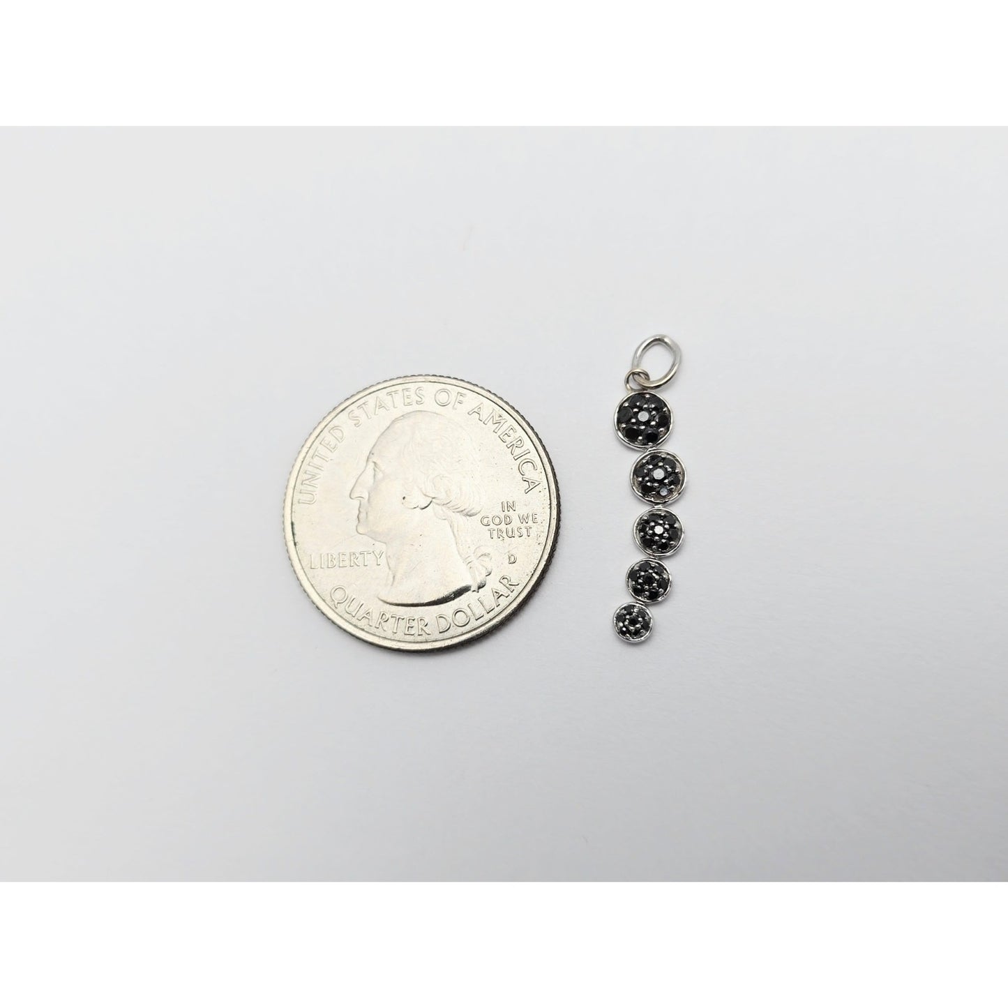 14K White Gold Round Cut Diamond Drop Dangle Charm Pendant