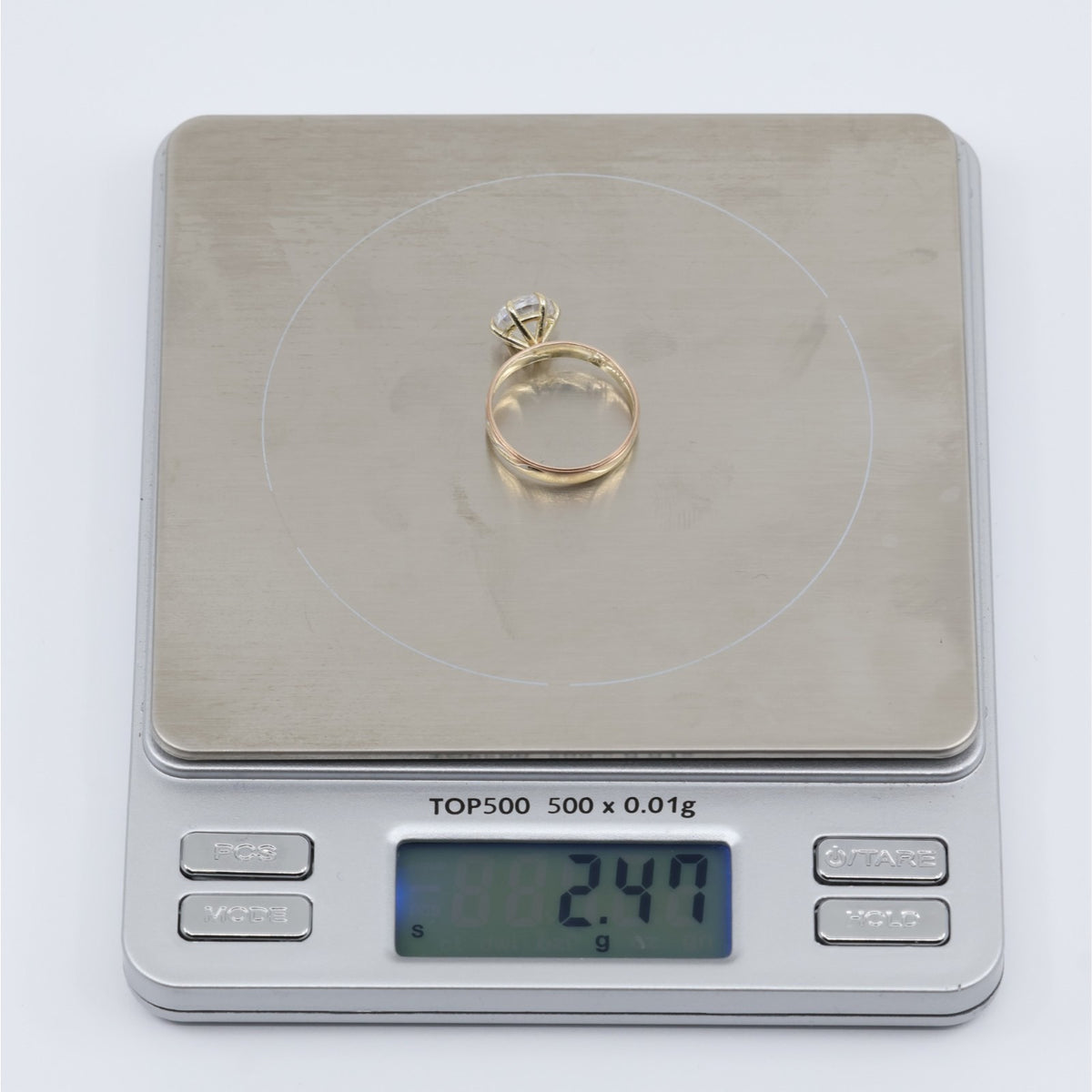 14K Yellow Gold Ladies Solitaire CZ Engagement Ring