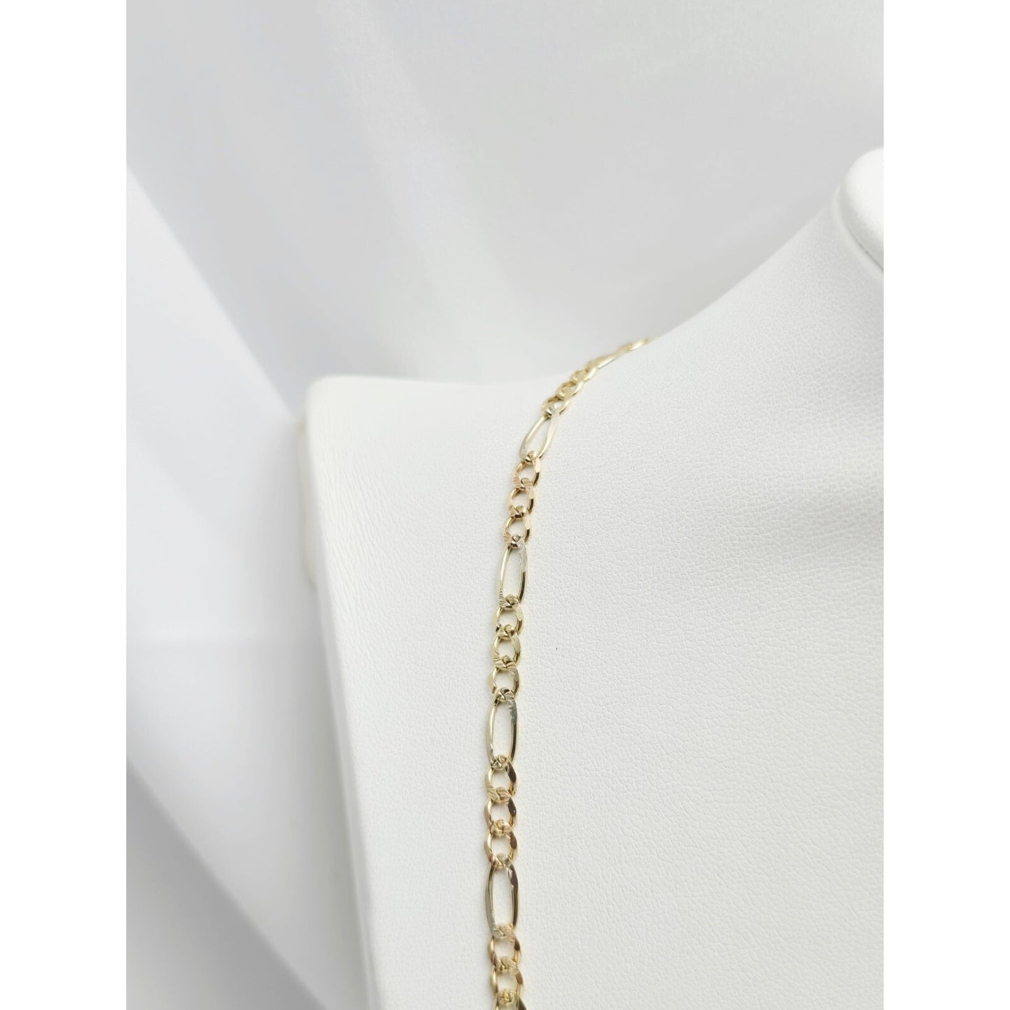 14K Yellow Gold Diamond Cut Figaro Link Chain Necklace