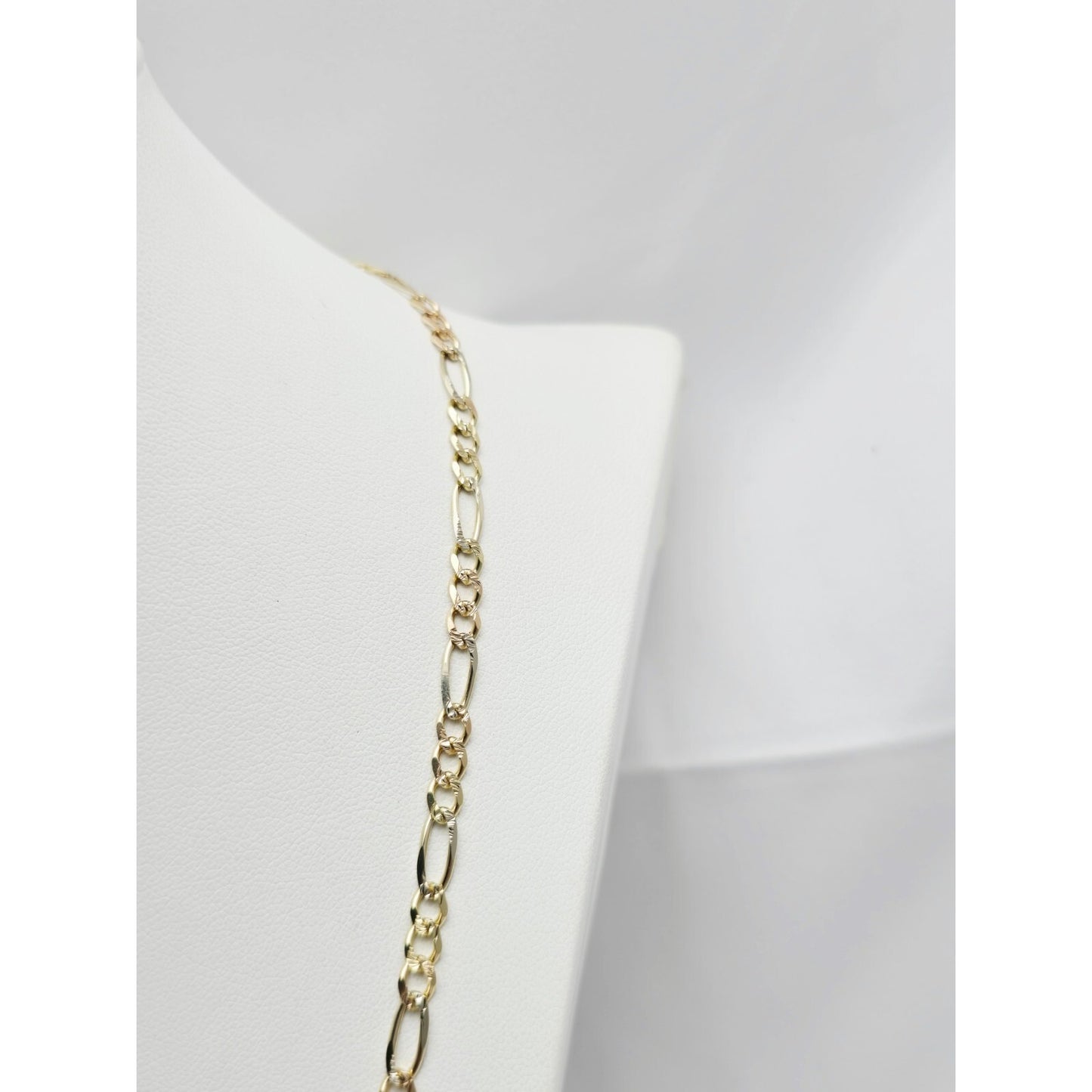 14K Yellow Gold Diamond Cut Figaro Link Chain Necklace
