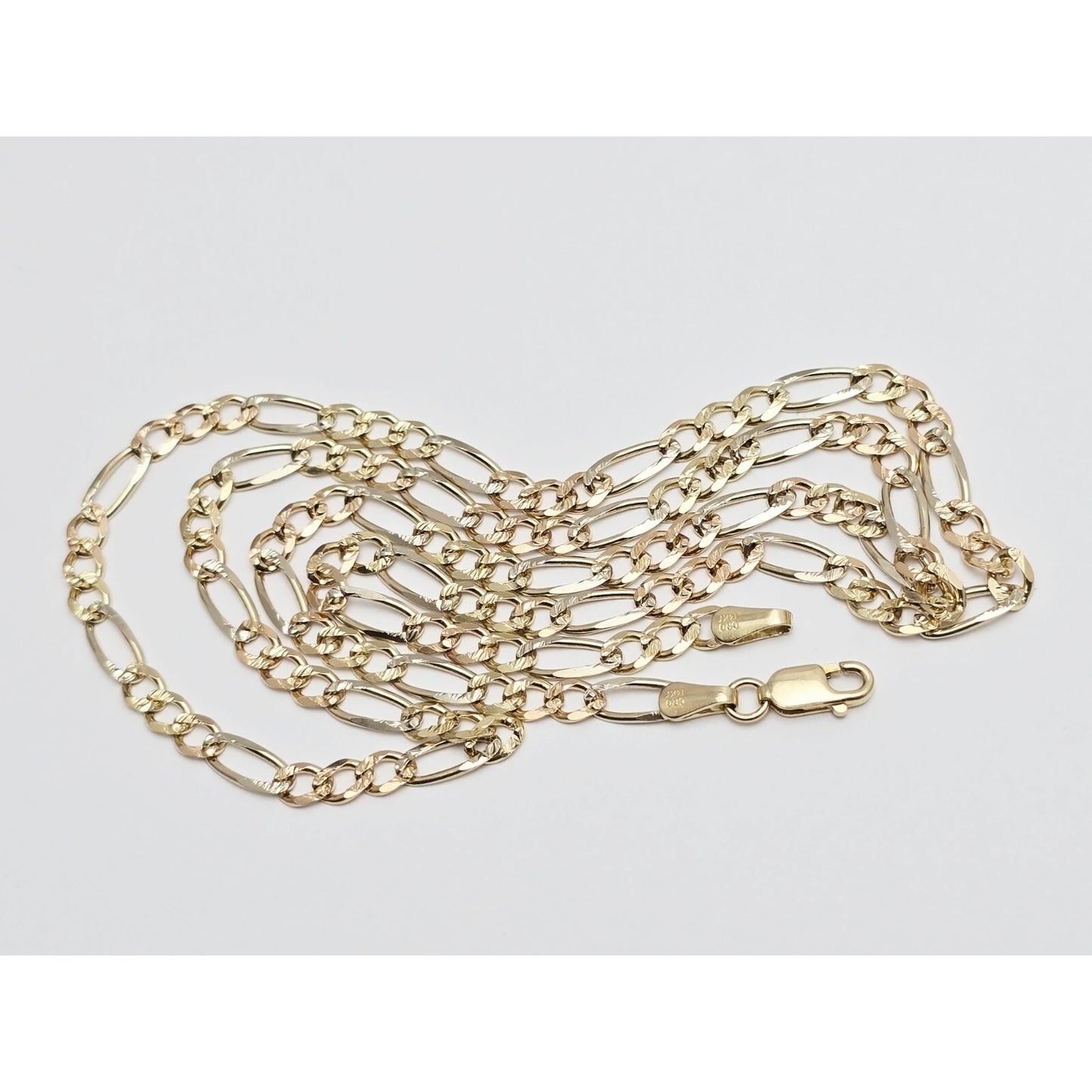 14K Yellow Gold Diamond Cut Figaro Link Chain Necklace