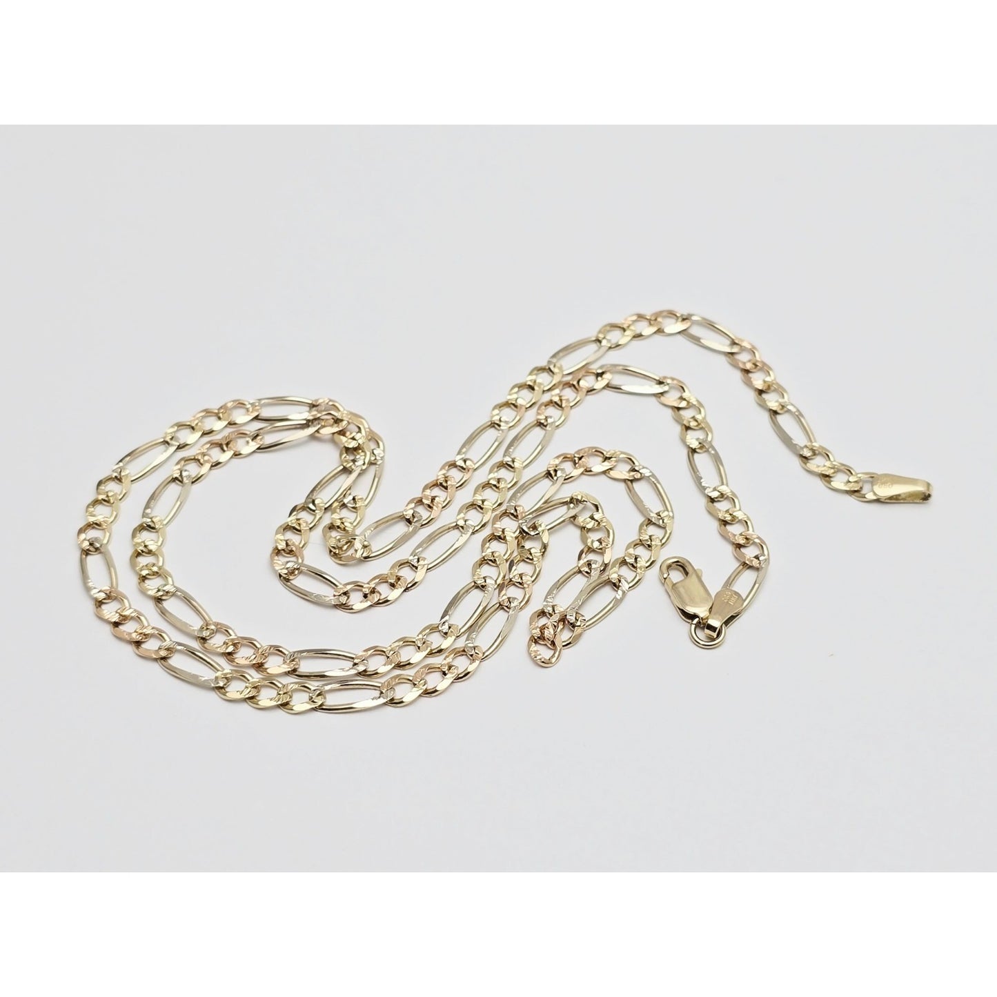 14K Yellow Gold Diamond Cut Figaro Link Chain Necklace