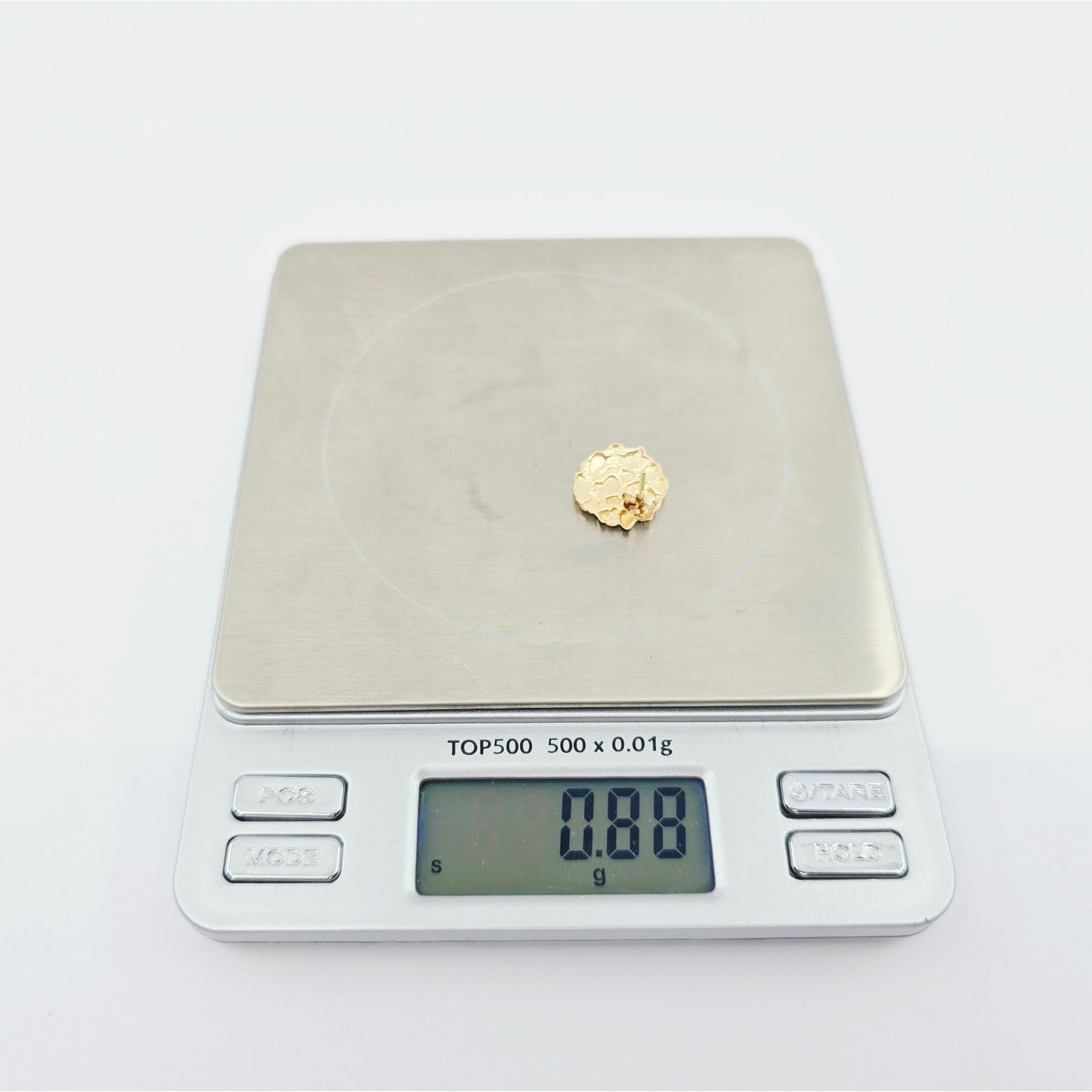 Single 10K Yellow Gold Round Shaped Nugget Stud Earring