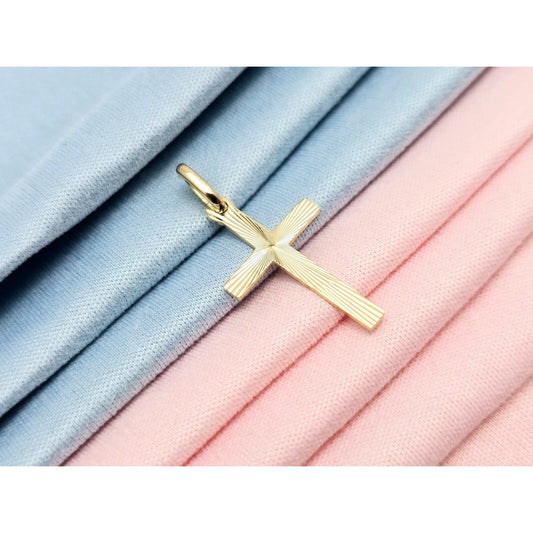 18K Yellow Gold Religious Cut Cross Charm Pendant