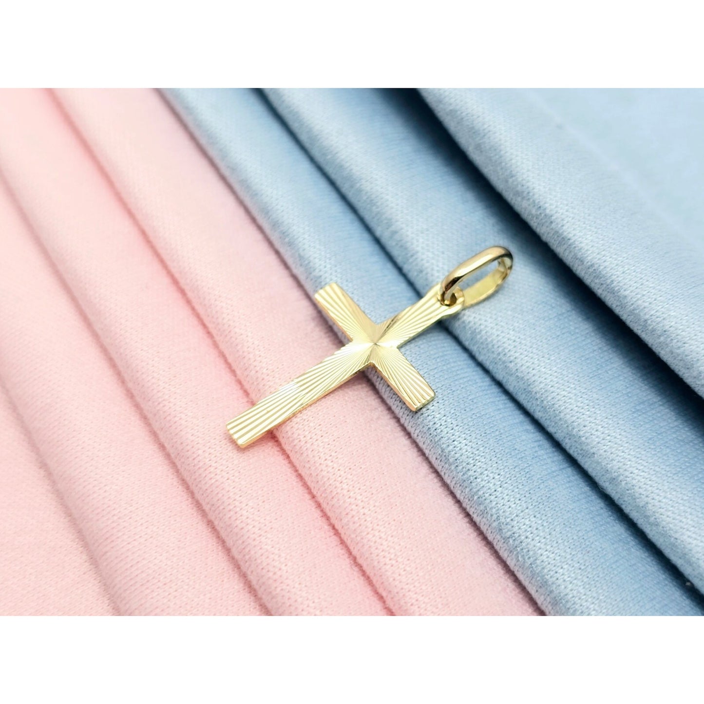 18K Yellow Gold Religious Cut Cross Charm Pendant