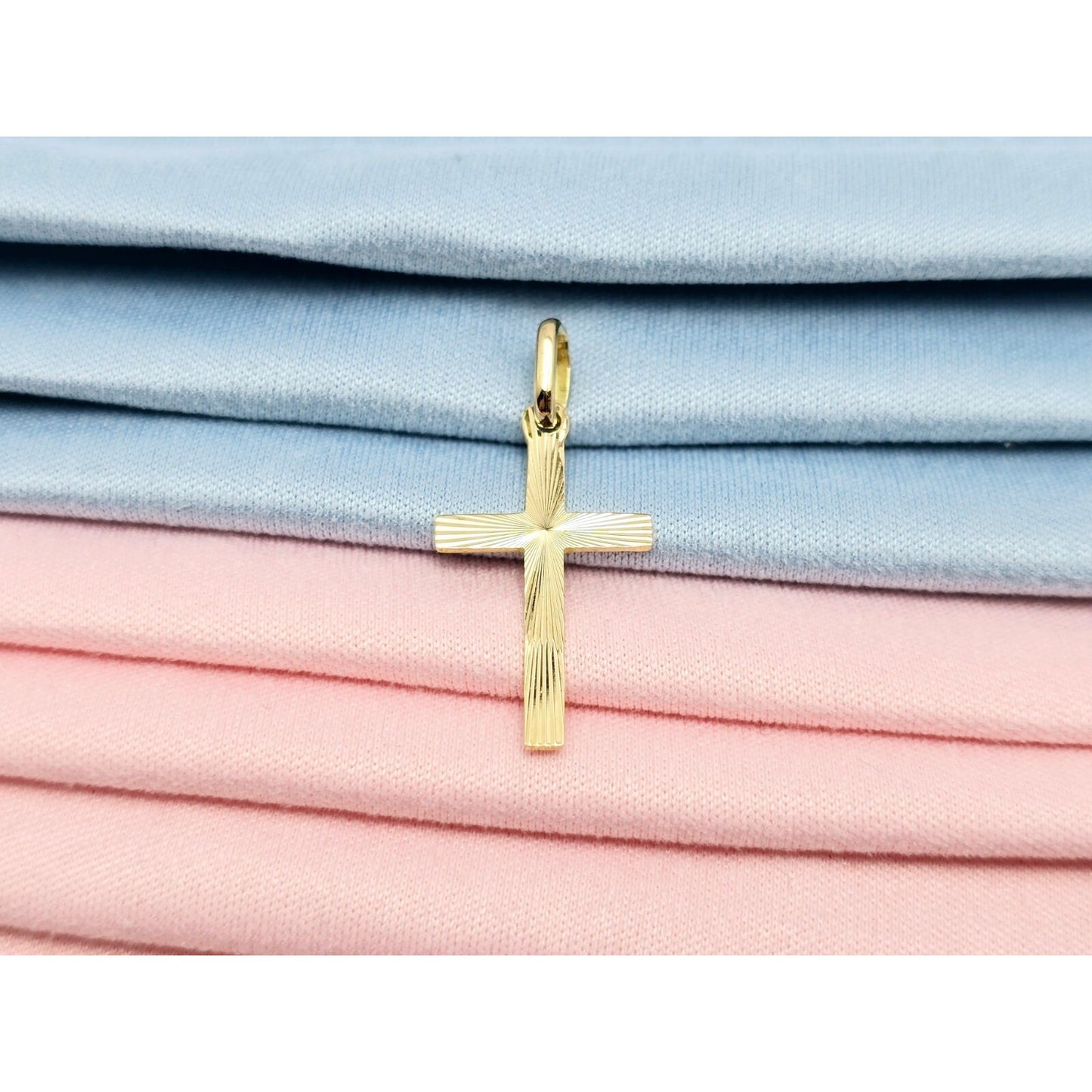 18K Yellow Gold Religious Cut Cross Charm Pendant