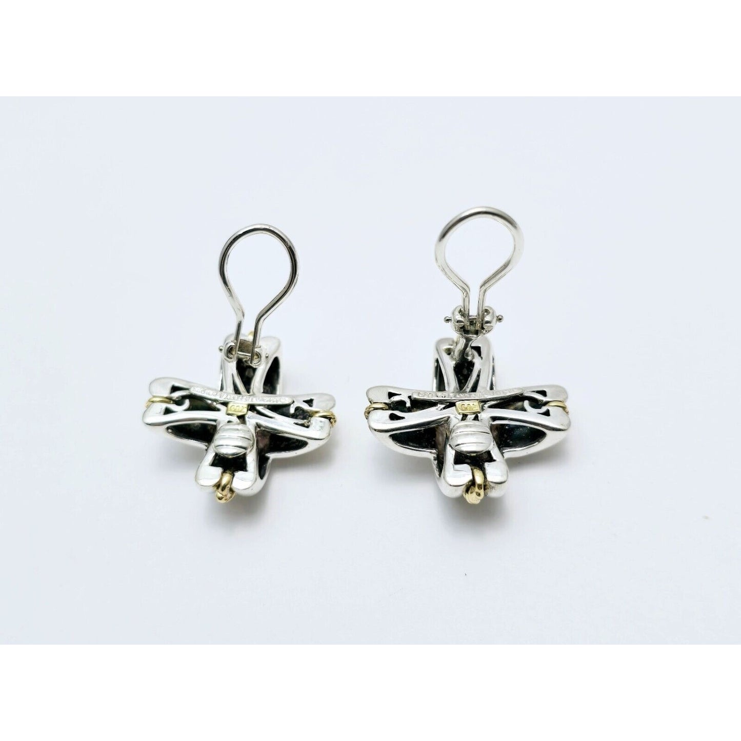 Tiffany & Co Signature X Clip On Earrings 18K Yellow Gold & Sterling Silver 925