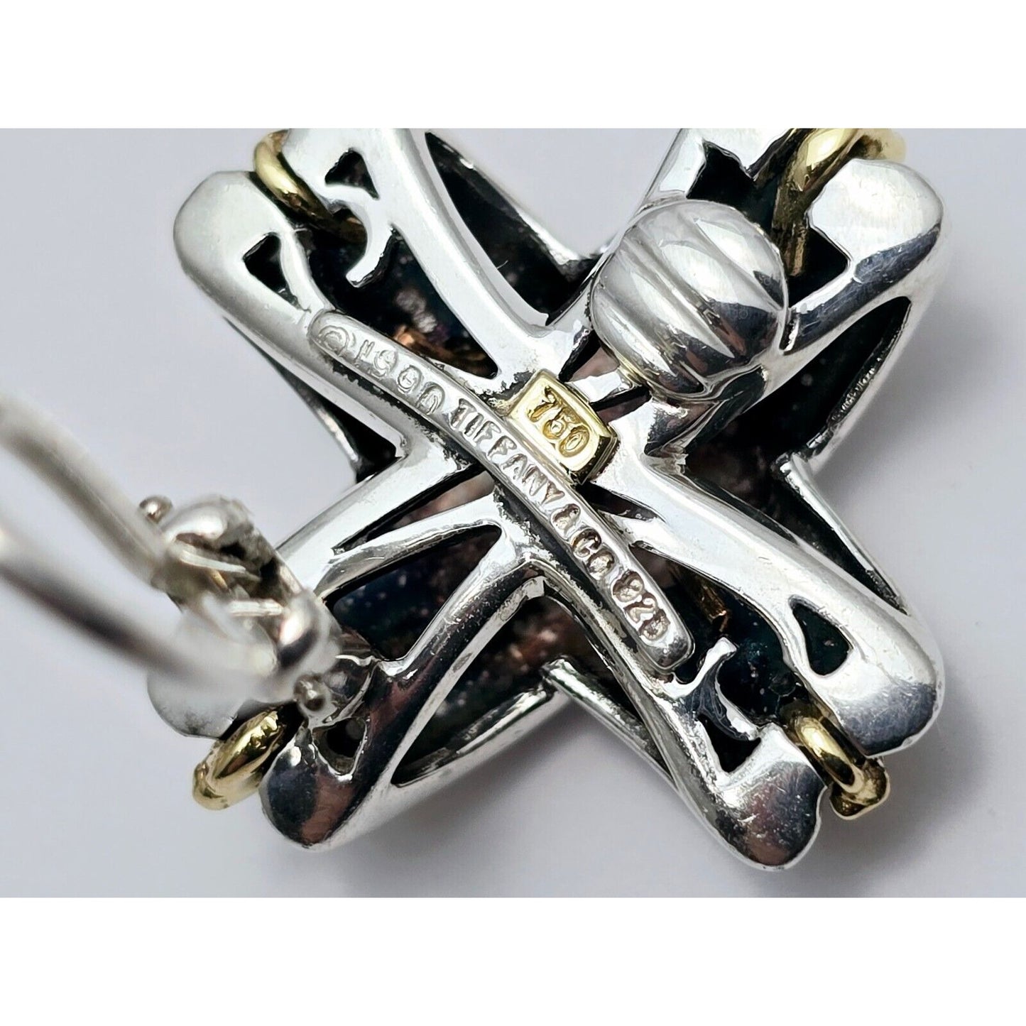 Tiffany & Co Signature X Clip On Earrings 18K Yellow Gold & Sterling Silver 925