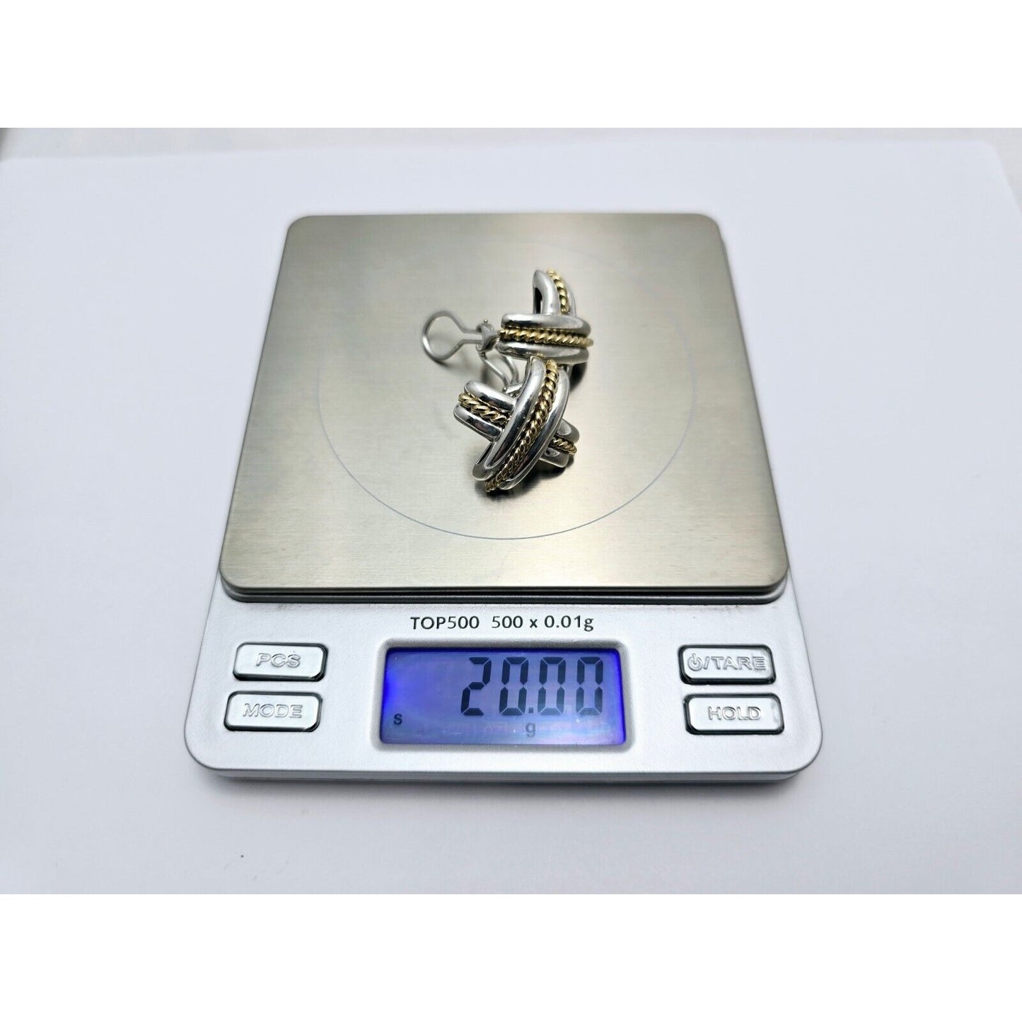 Tiffany & Co Signature X Clip On Earrings 18K Yellow Gold & Sterling Silver 925