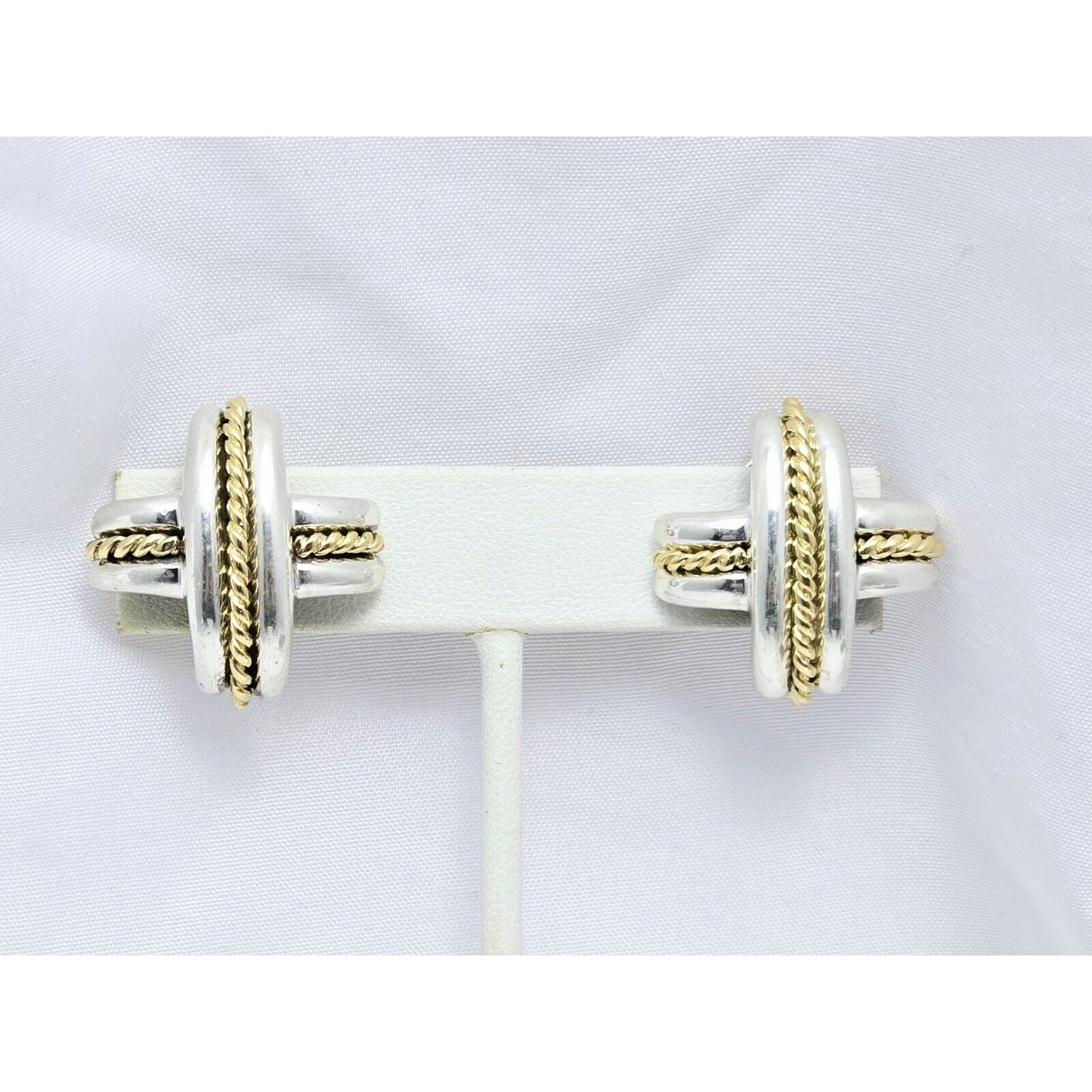 Tiffany & Co Signature X Clip On Earrings 18K Yellow Gold & Sterling Silver 925