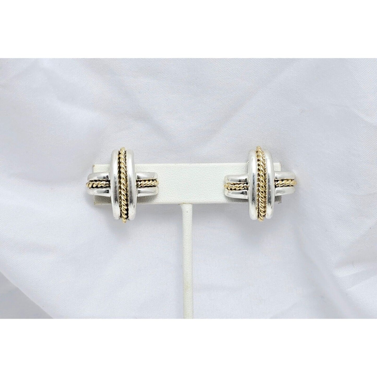 Tiffany & Co Signature X Clip On Earrings 18K Yellow Gold & Sterling Silver 925