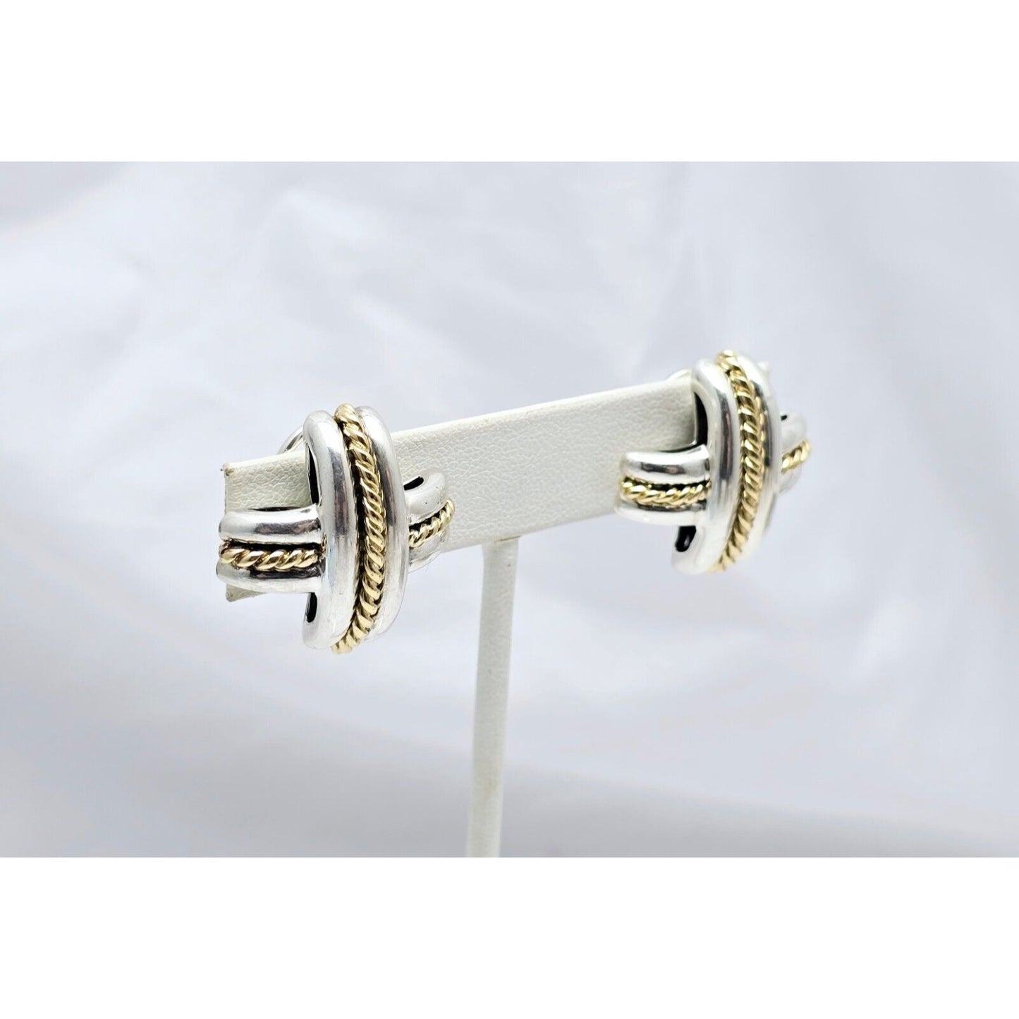 Tiffany & Co Signature X Clip On Earrings 18K Yellow Gold & Sterling Silver 925