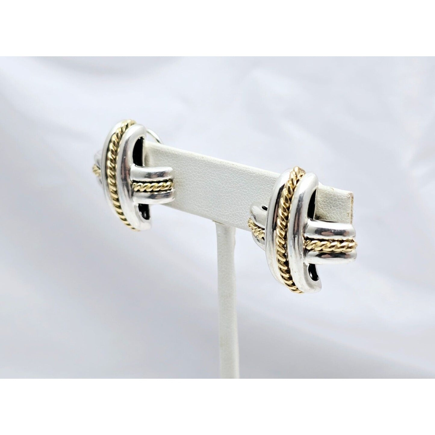 Tiffany & Co Signature X Clip On Earrings 18K Yellow Gold & Sterling Silver 925