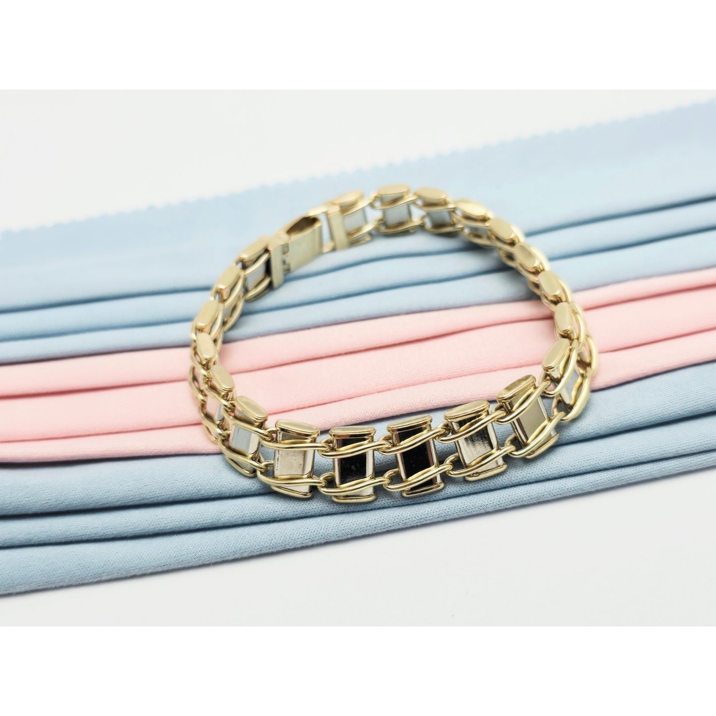 10K Two Tone Gold Custom Link Bracelet