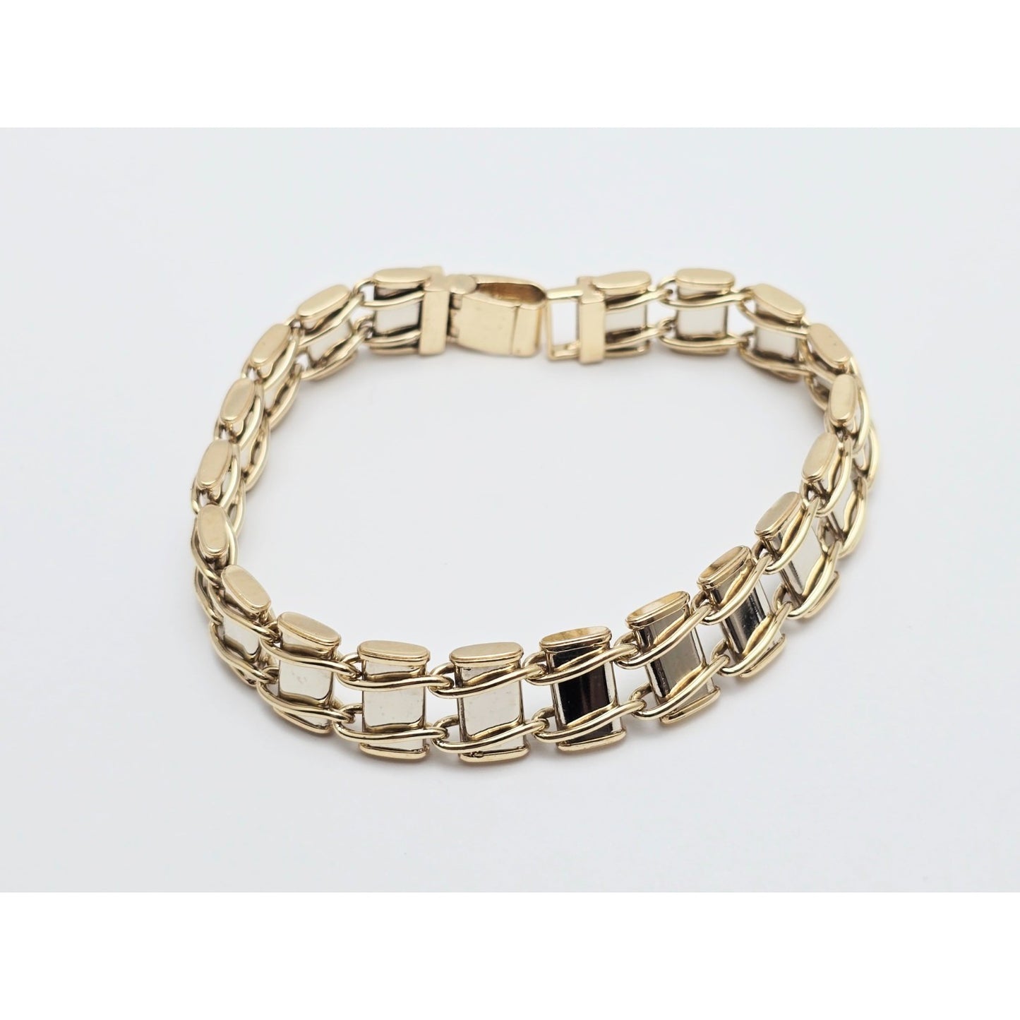 10K Two Tone Gold Custom Link Bracelet