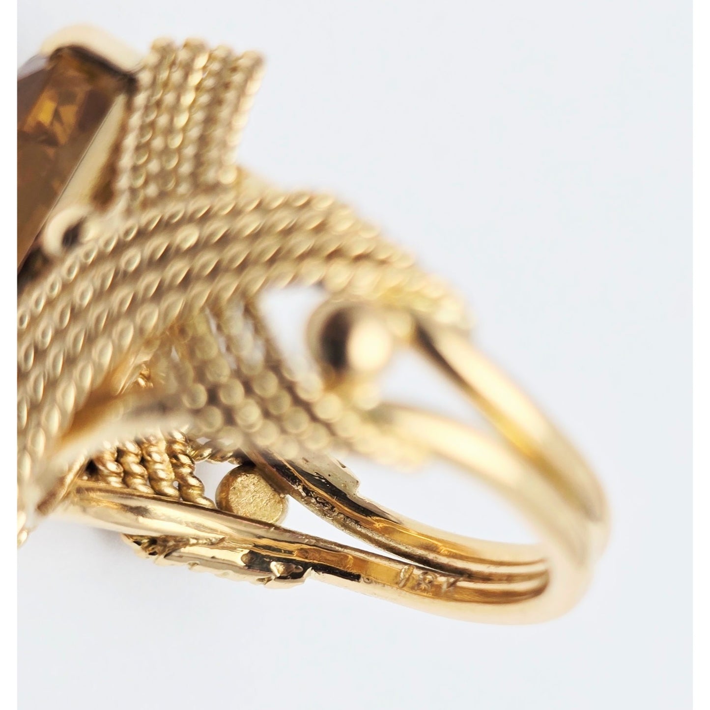 18K Yellow Gold Large Emerald Cut Citrine Ring