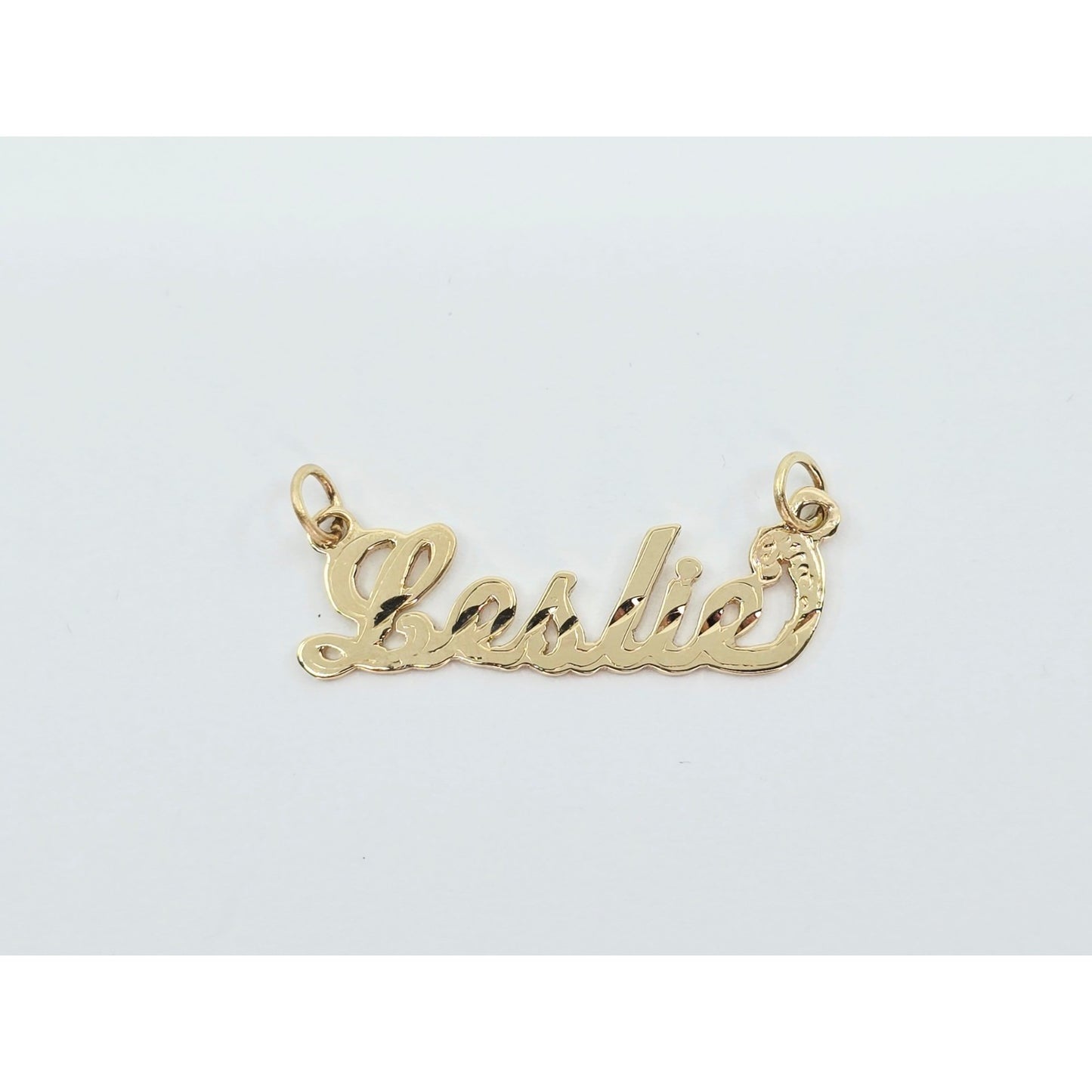 14K Yellow Gold Name Initial "Leslie" Charm Pendant