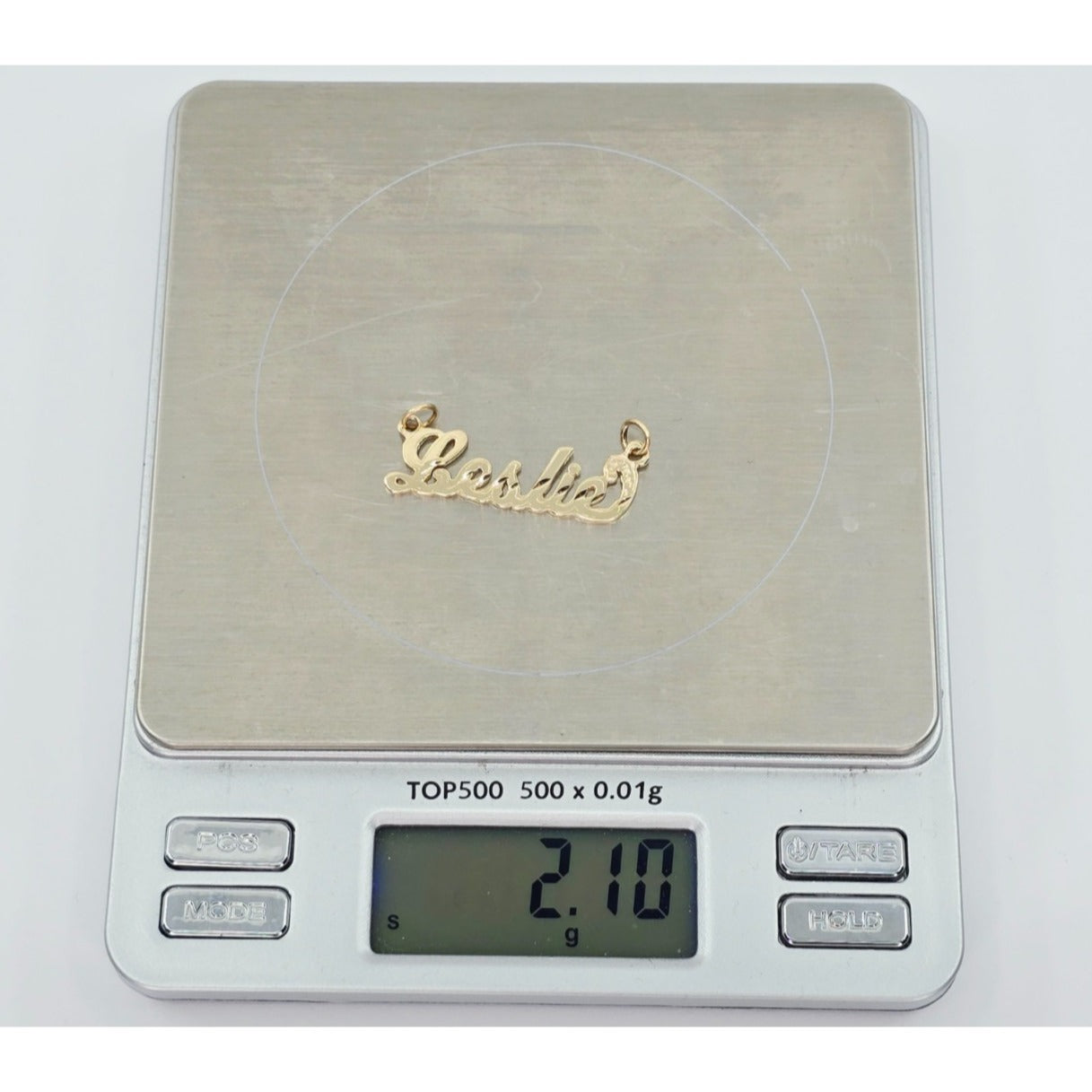 14K Yellow Gold Name Initial "Leslie" Charm Pendant