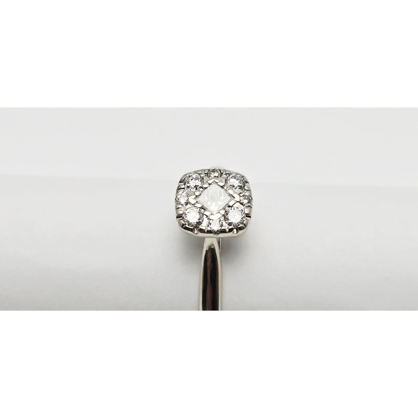 10K White Gold Round & Square Cut Diamond Ring