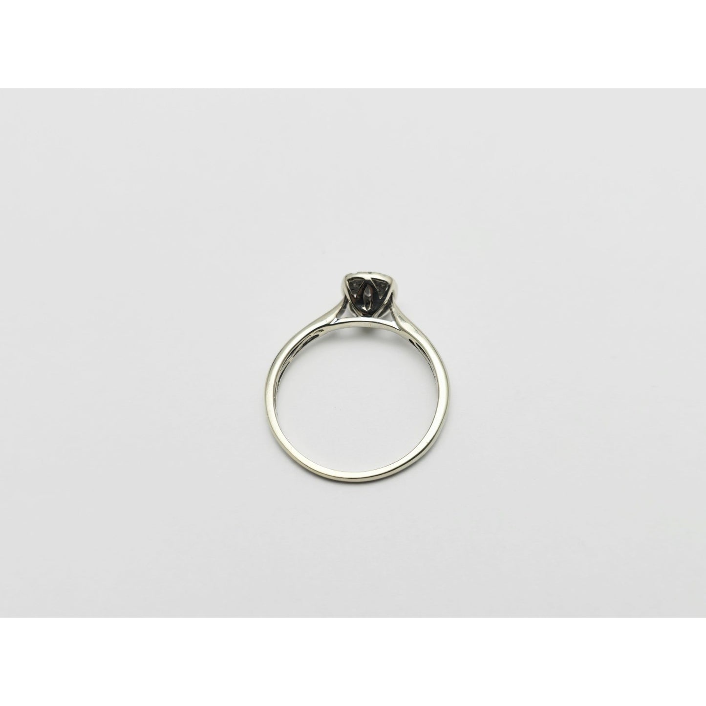 10K White Gold Round & Square Cut Diamond Ring