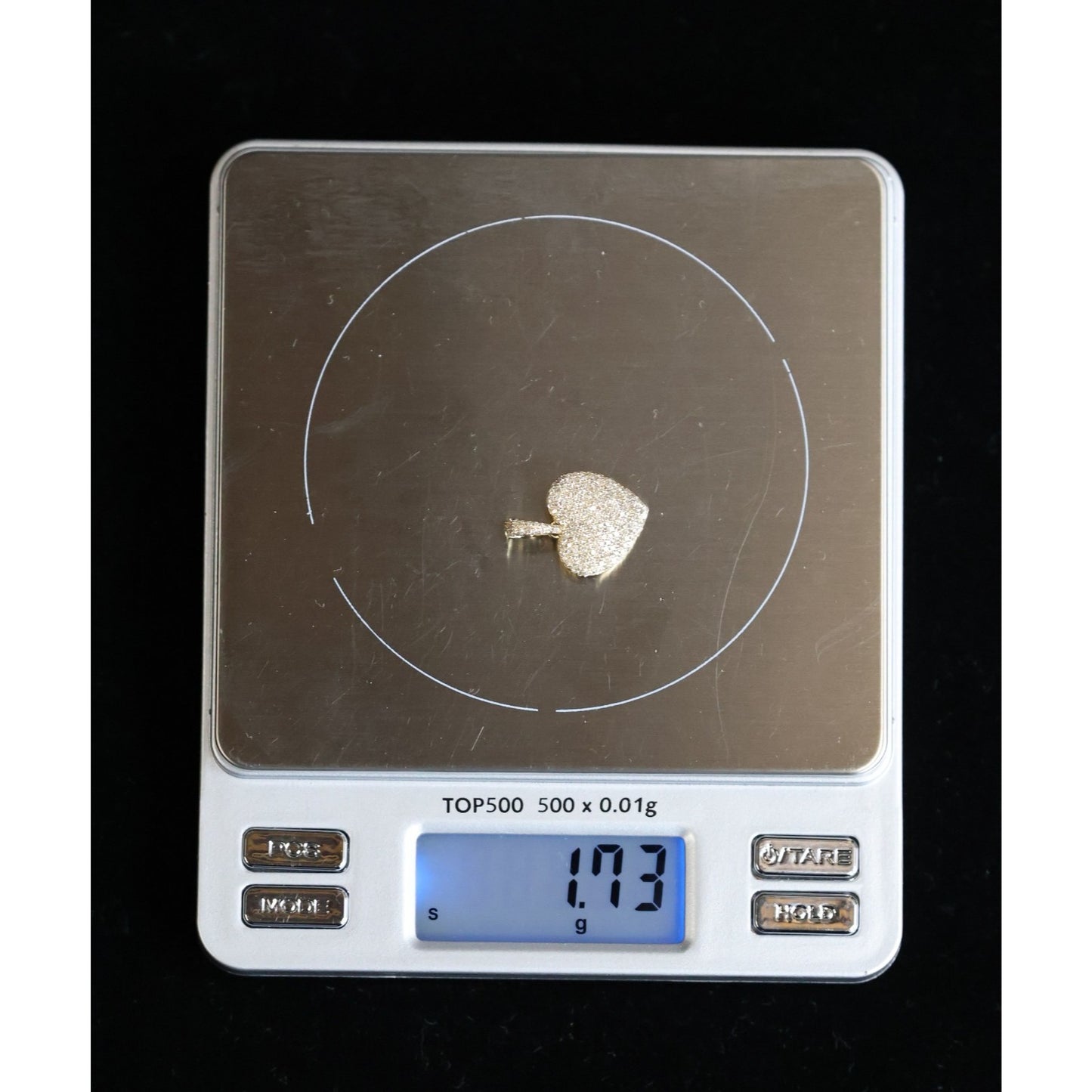 10K Yellow Gold Diamond Puffy Heart Charm Pendant