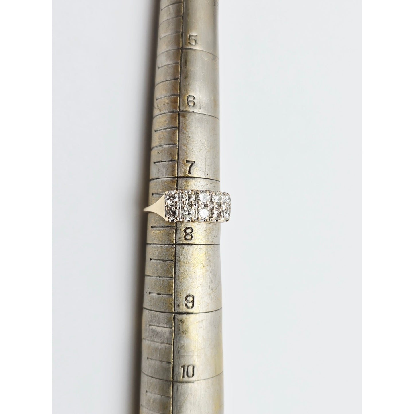 14K Yellow Gold 2 Rows of Round Diamonds Ring