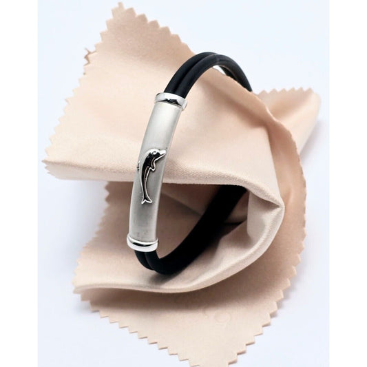 14K White Gold Matte & Polished Finish Rubber Bracelet