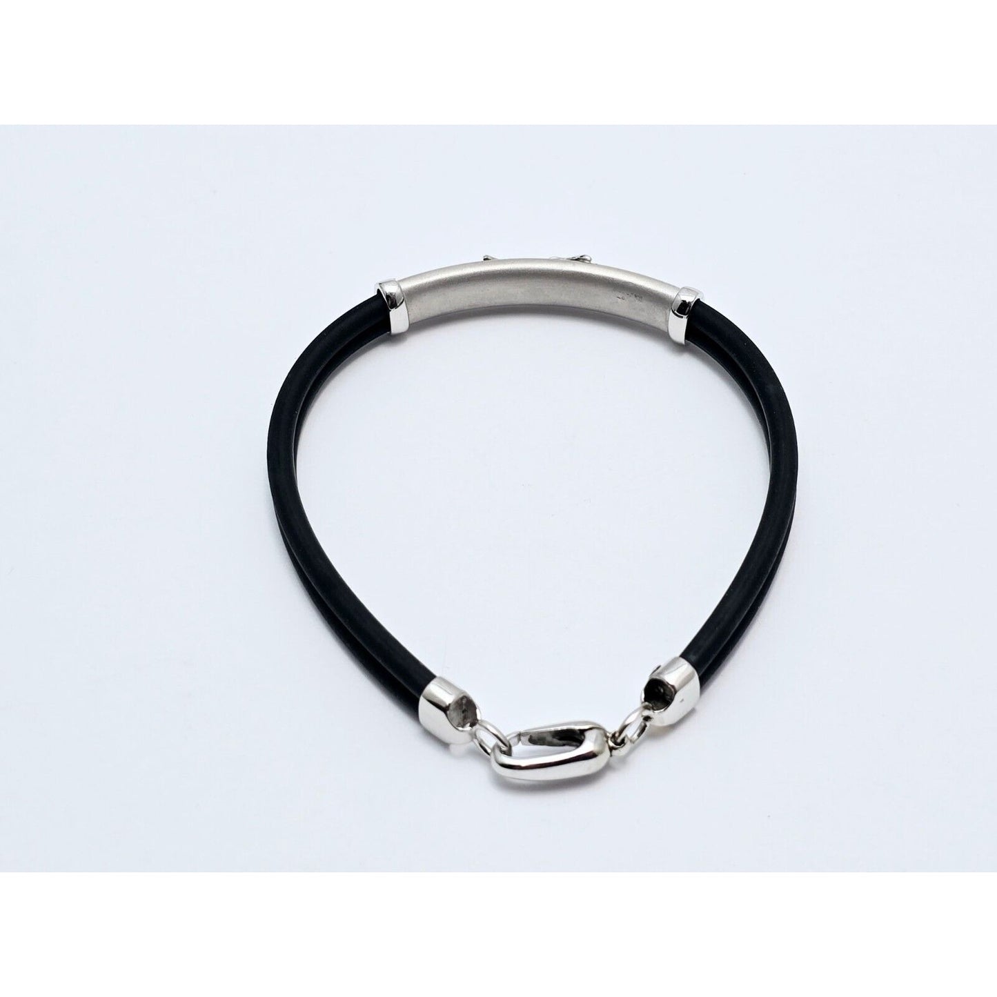 14K White Gold Matte & Polished Finish Rubber Bracelet