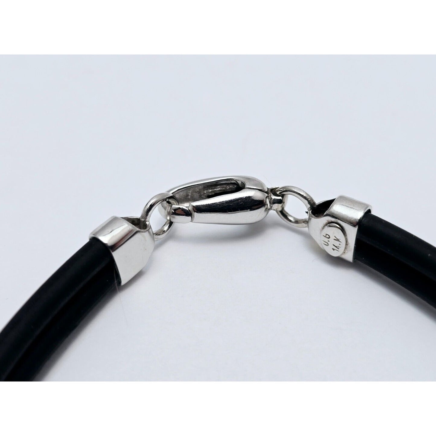 14K White Gold Matte & Polished Finish Rubber Bracelet