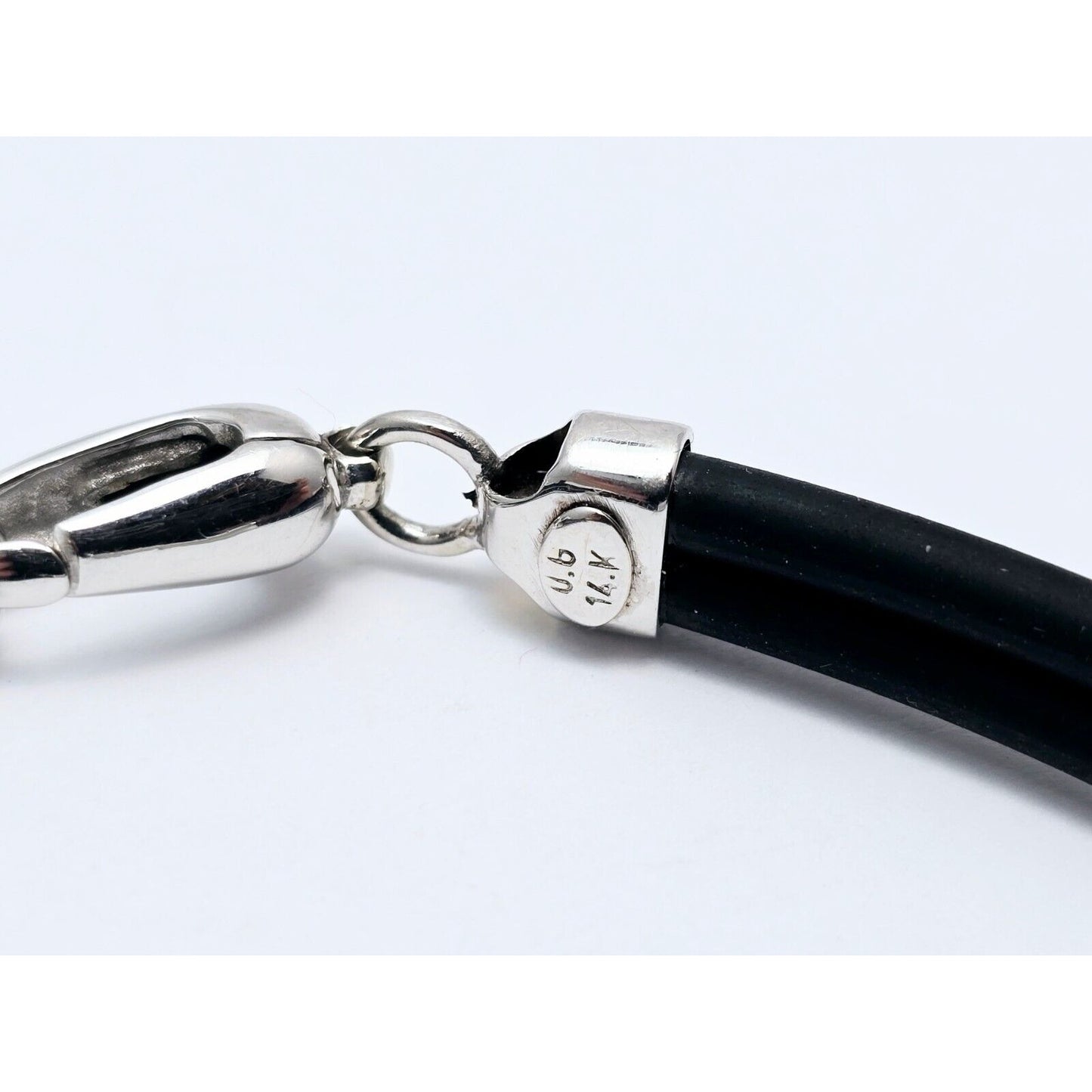 14K White Gold Matte & Polished Finish Rubber Bracelet