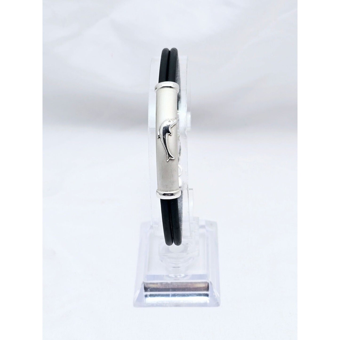 14K White Gold Matte & Polished Finish Rubber Bracelet