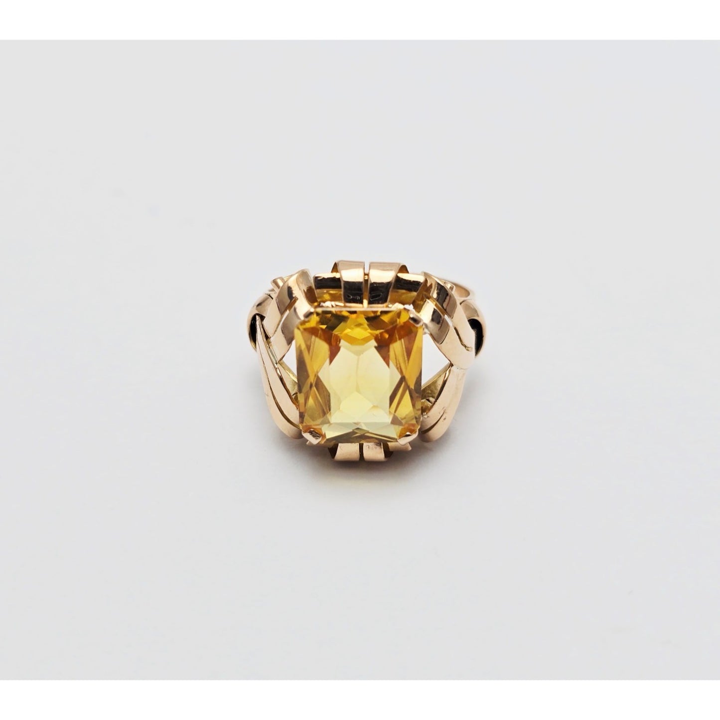 18K Yellow Gold Emerald Cut Yellow Sapphire Ring