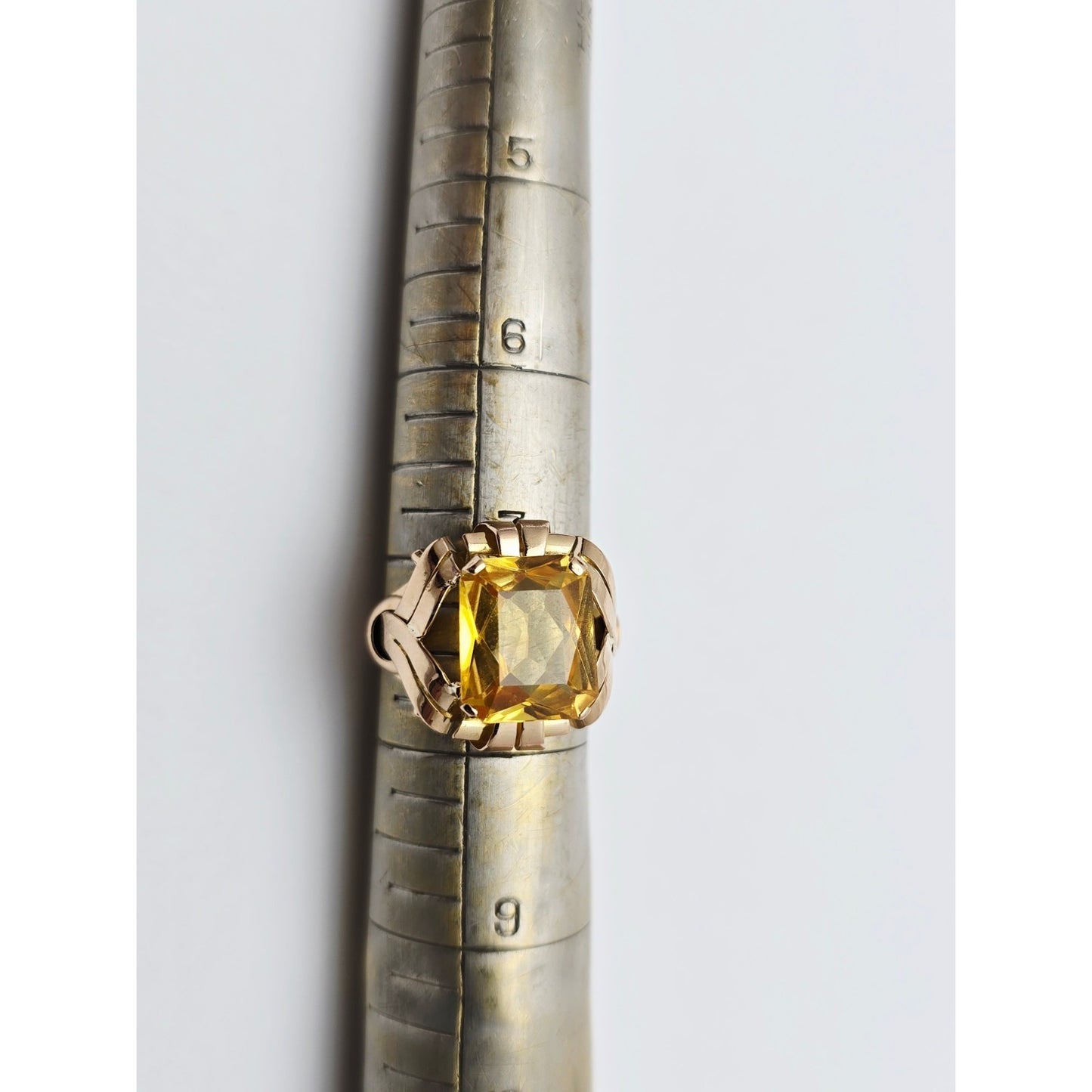 18K Yellow Gold Emerald Cut Yellow Sapphire Ring